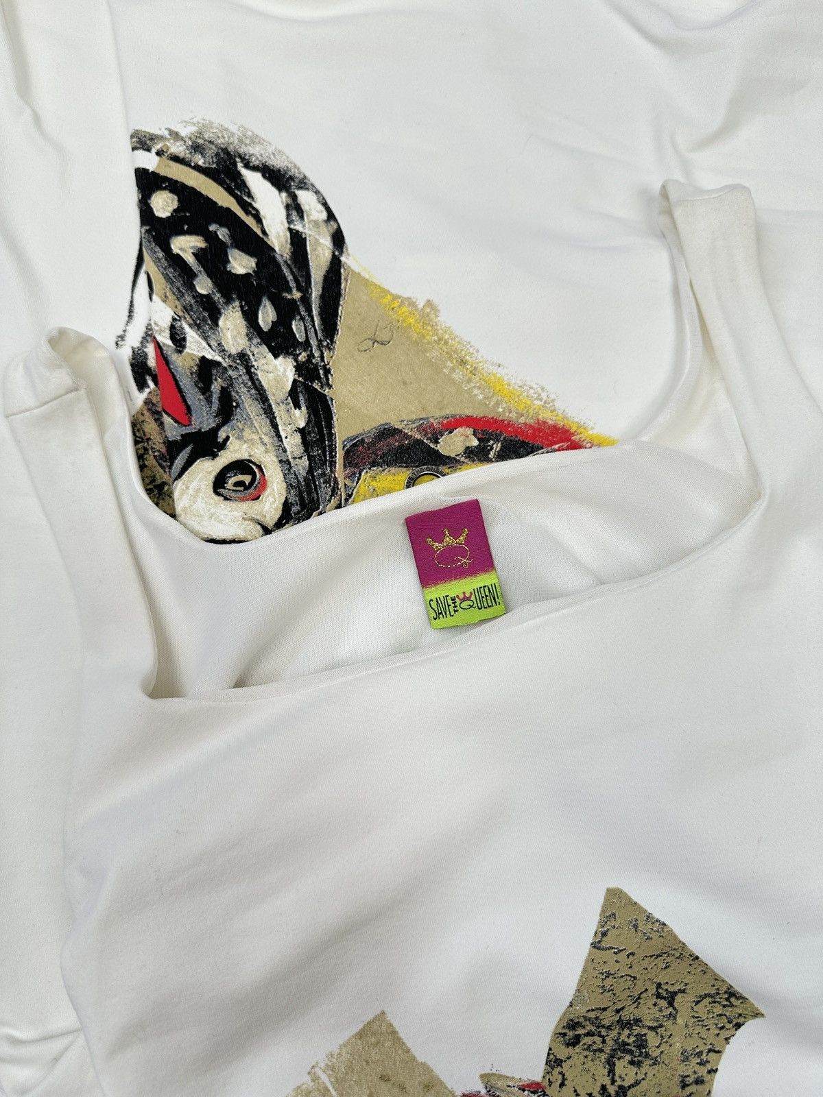 Other Save the Queen Patchwork A-Line Sleeveless White Dress sz L Size L / US 10 / IT 46 - 11 Thumbnail