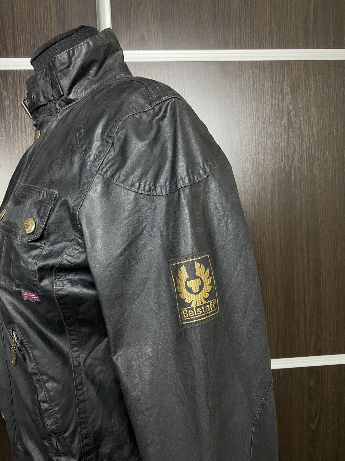 Belstaff Belstaff Gold Rubberized Y2K Belt Biker Jacket Size M / US 6-8 / IT 42-44 - 6 Thumbnail
