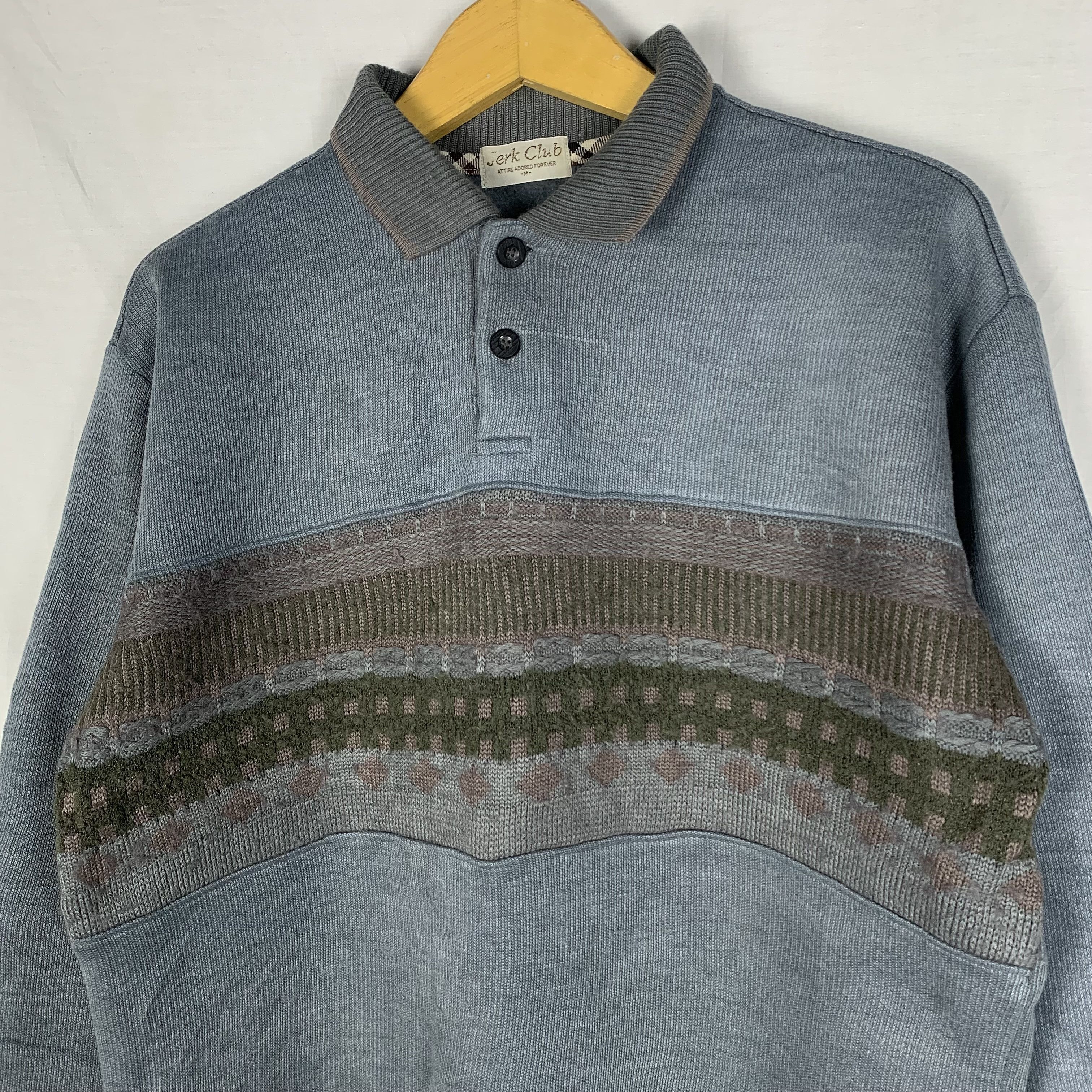 Vintage Vintage 90s Jerk Club Collared Sweatshirt Crewneck Size US M / EU 48-50 / 2 - 2 Thumbnail