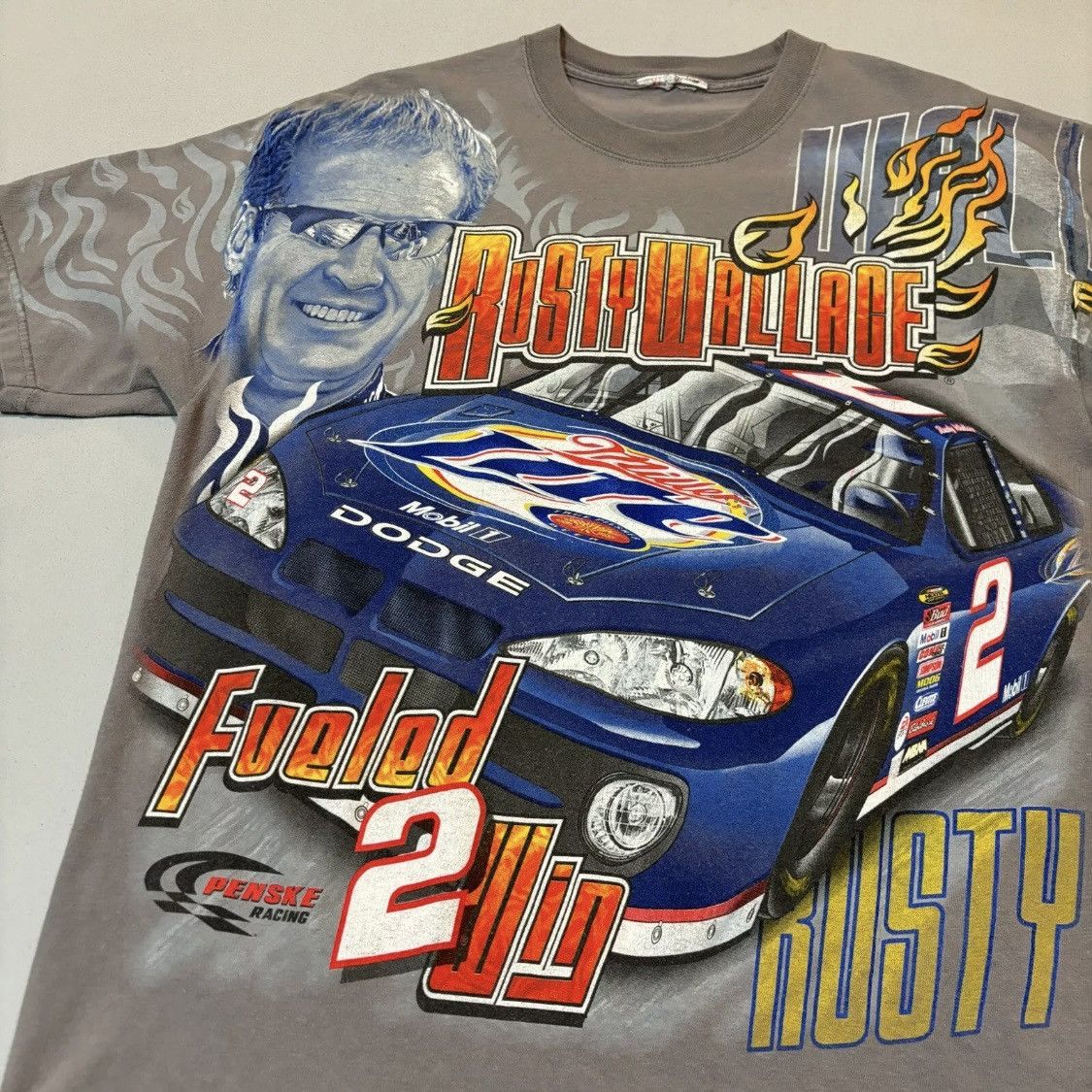 Vintage VTG 90s NASCAR Rusty Wallace All Over Print T-Shirt Miller L Size US L / EU 52-54 / 3 - 3 Thumbnail