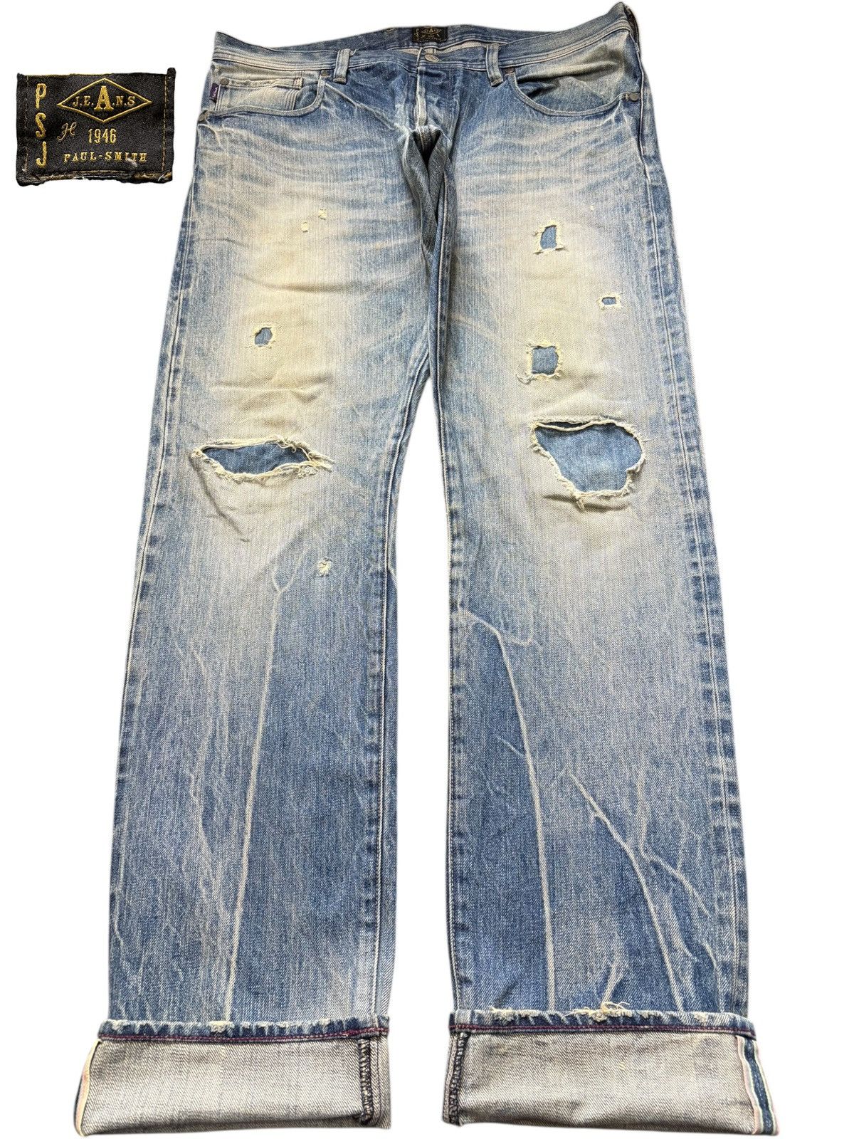 Paul Smith Vintage Paul Smith Selvedge Patches Distressed Jeans Size US 36 / EU 52 - 1 Thumbnail