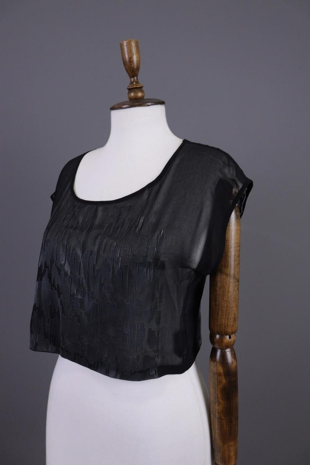 Designer Cop Copine Black Olanko Robe Summer Mesh Top Shirt Size 40 Size M / US 6-8 / IT 42-44 - 6 Thumbnail