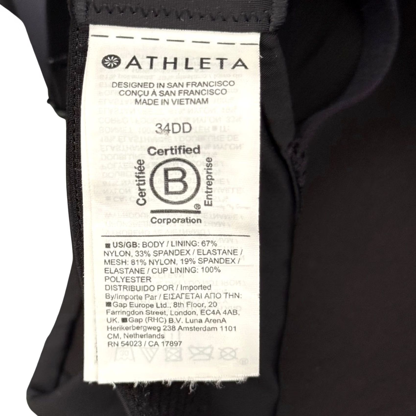 Athleta Athleta Sports Bra Main Black High Impact Wireless Adjustable Straps 34D Bra Women"> Size ONE SIZE - 6 Thumbnail