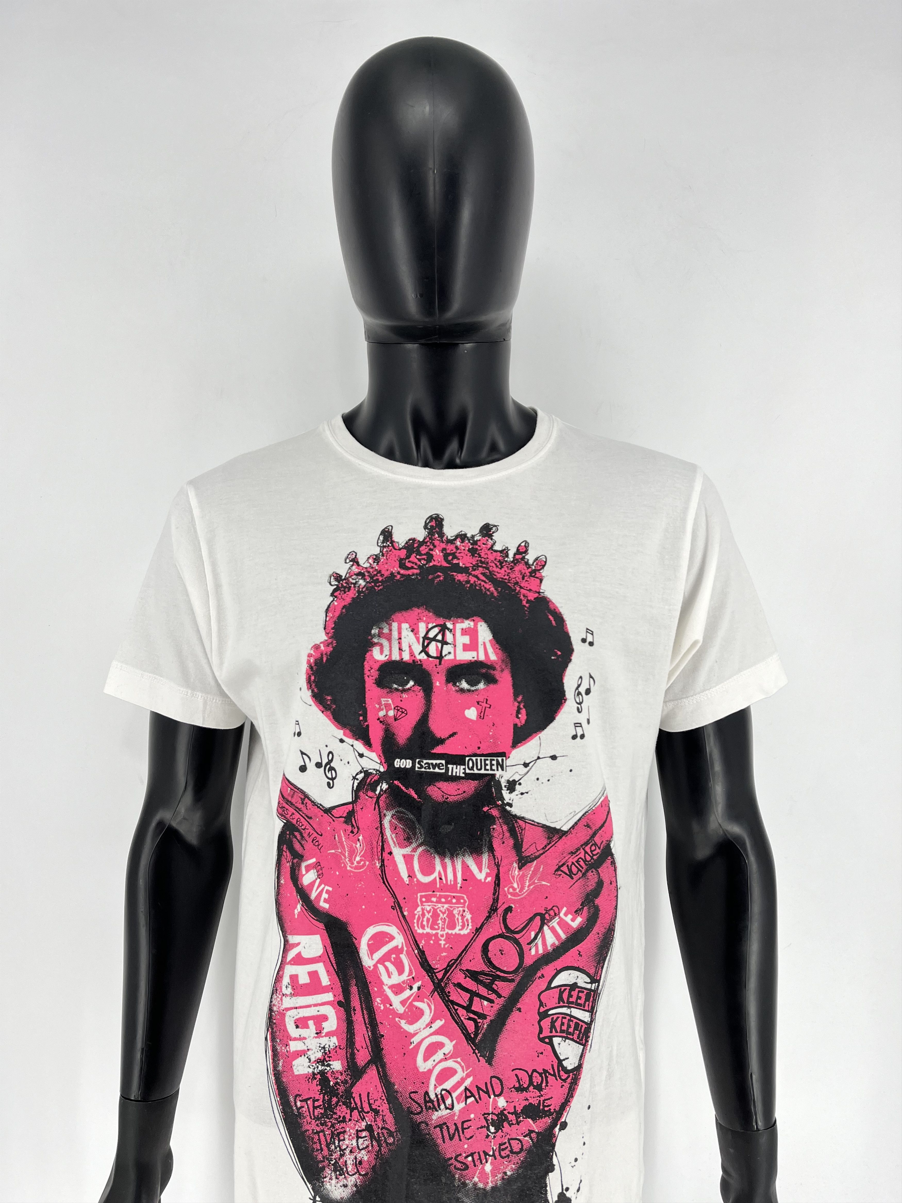 Band Tees Pistol Boutique Mens Fitted White Round GRAFFITI QUEEN Size US L / EU 52-54 / 3 - 1 Thumbnail