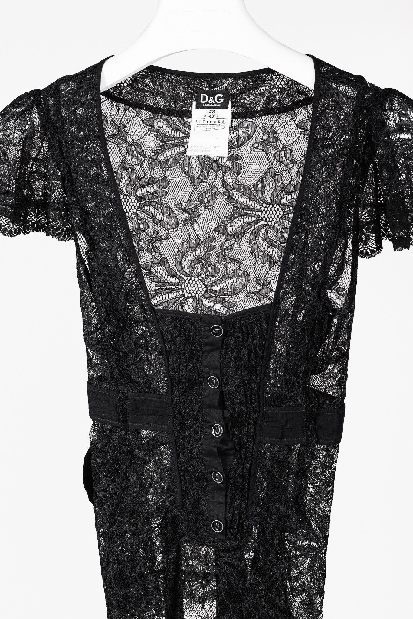 Dolce & Gabbana D&G Dolce & Gabbana Lace Flutter-Sleeve Tie-Waist Blouse Size S / US 4 / IT 40 - 3 Thumbnail