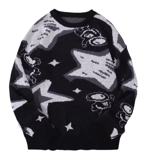 Japanese Brand Streetwear Astronaut Star Sweater Jacquard Knit Sweatshirt Size US XL / EU 56 / 4 - 1 Thumbnail