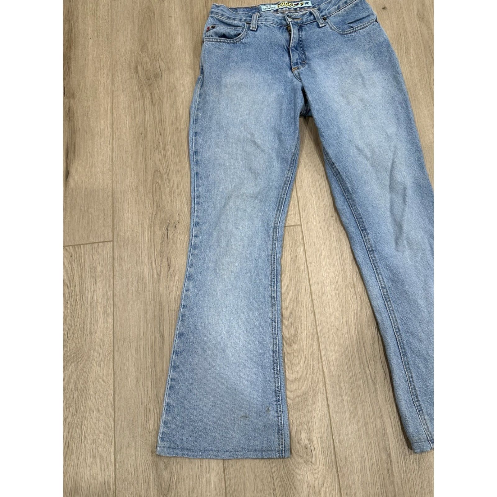 Denime VINTAGE Mudd Jeans Denim Jeans Flared 8.5-10.5 Rise 90s Y2K Blue Sz 7 27x30 Womens Juniors Button Pockets Size 27" / US 4 / IT 40 - 3 Thumbnail