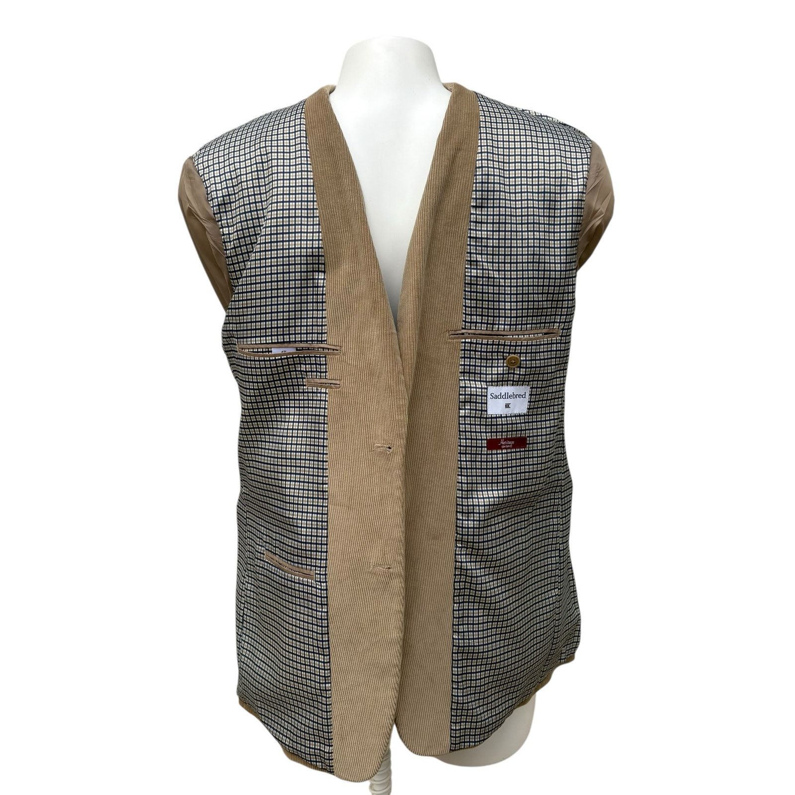 Saddlebred Saddlebred Heritage Corduroy Blazer Jacket Sz 42L Tan Preppy Size 42L - 8 Thumbnail