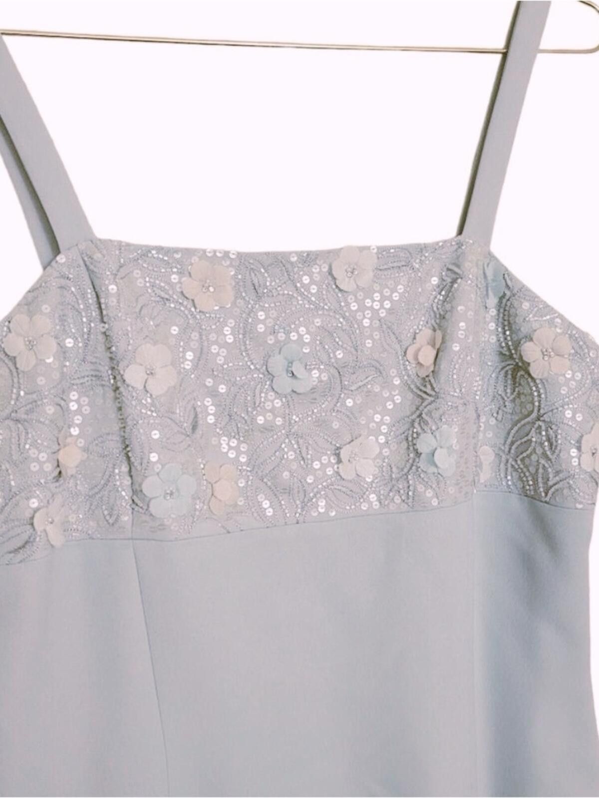 Unknown London Elegant Light Blue Sleeveless Dress with Floral Lace Bodice Size M / US 6-8 / IT 42-44 - 6 Thumbnail