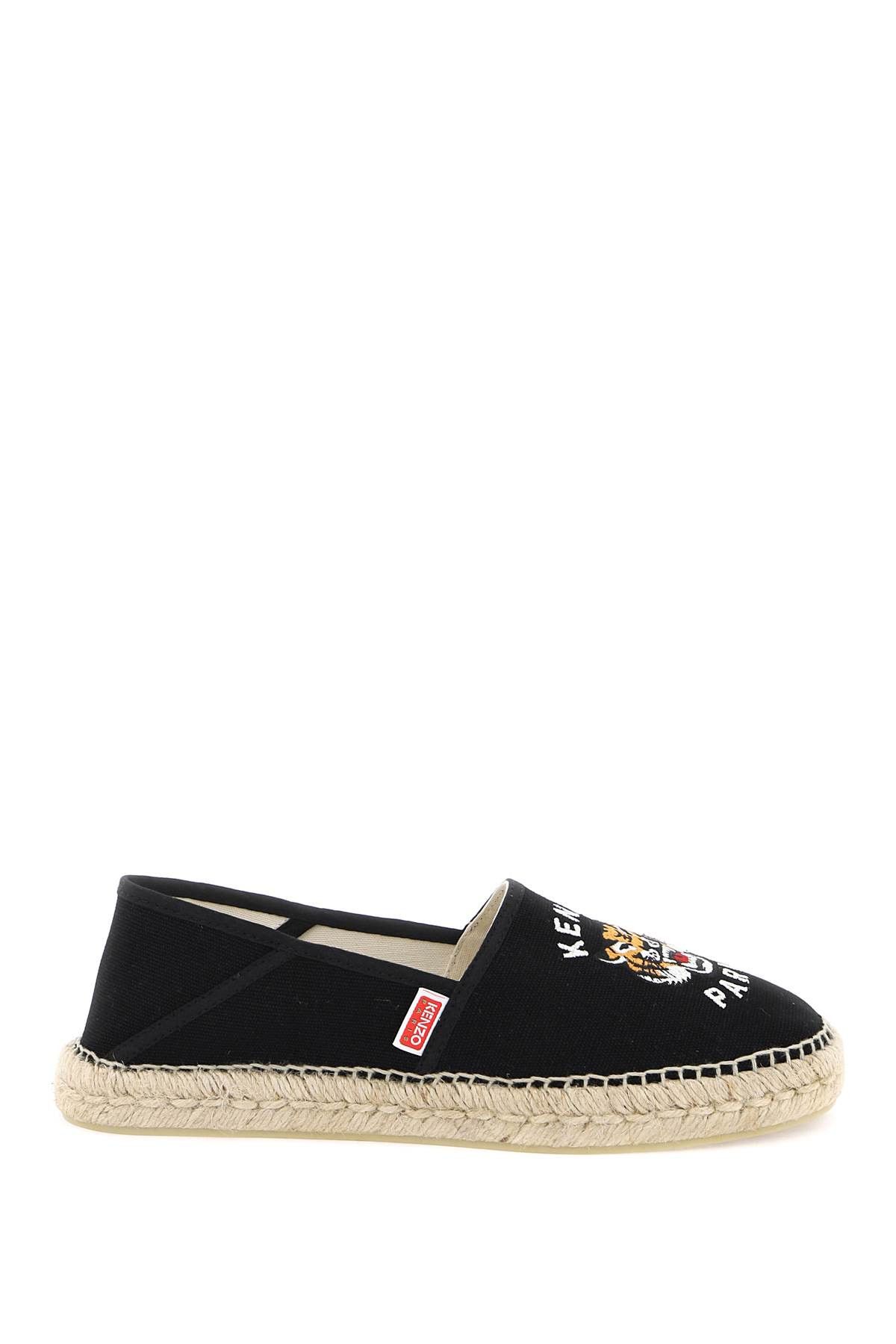image of Kenzo Canvas Espadrilles With Logo Embroidery Shoes in Black, Men's (Size 10)