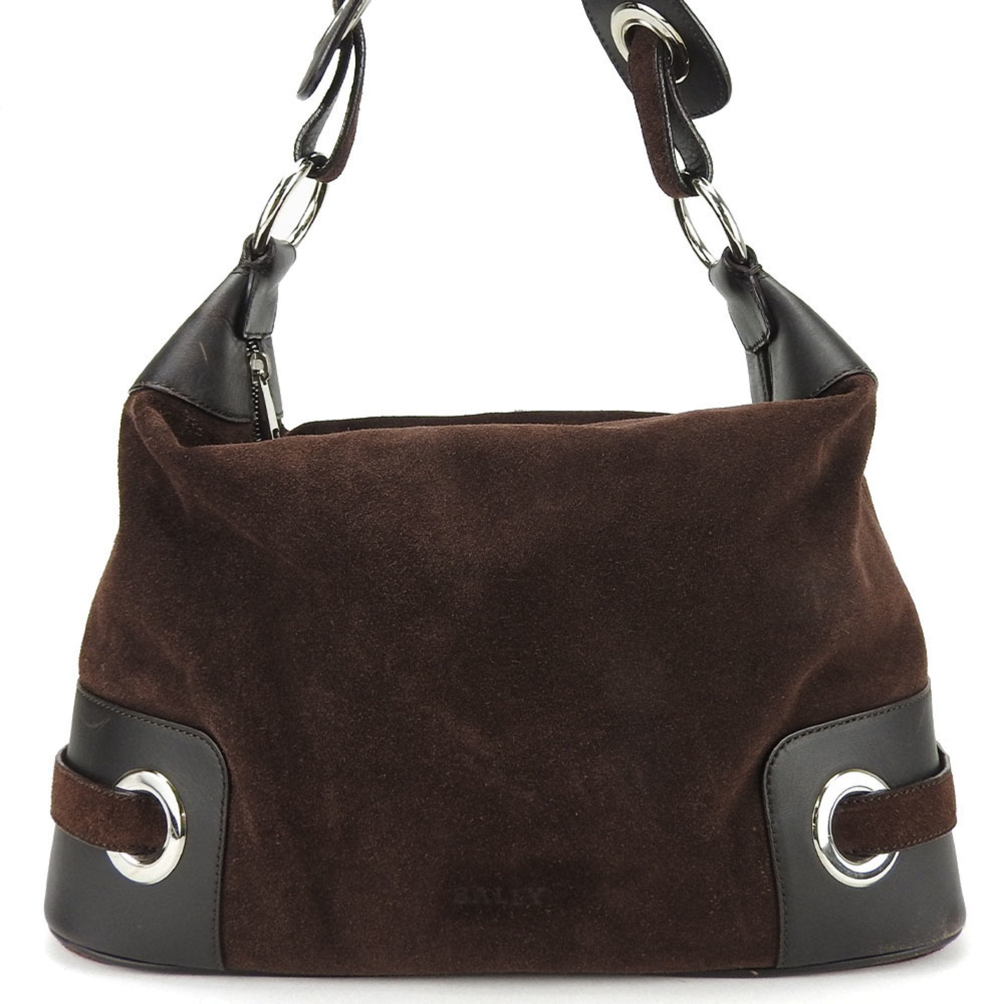 image of Bally Shoulder Bag Suede Leather Brown Women's