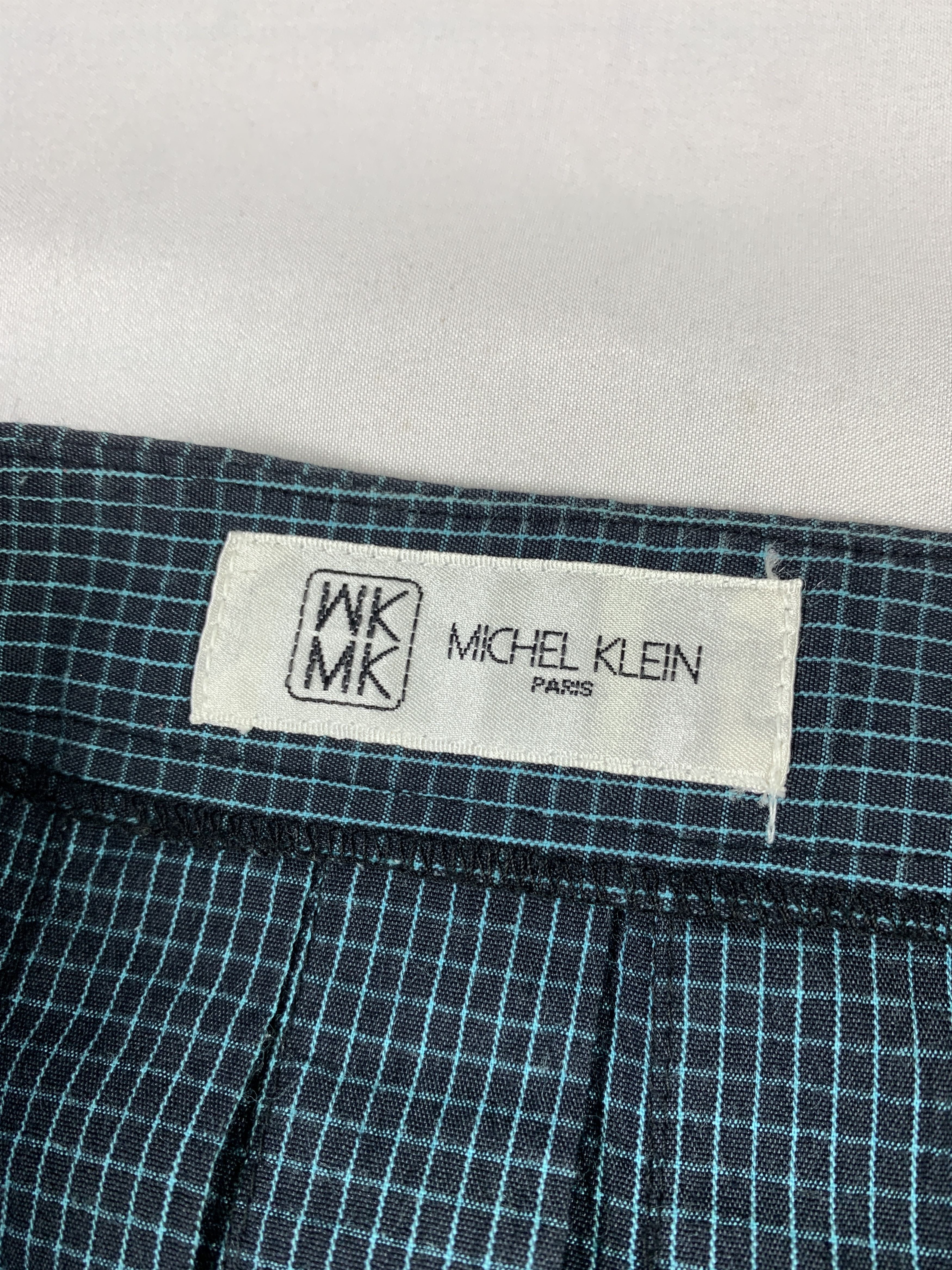 Michel Klein 2000s Michel Klein Navy Grid Pleated Skirt (29) Size 29" - 8 Thumbnail