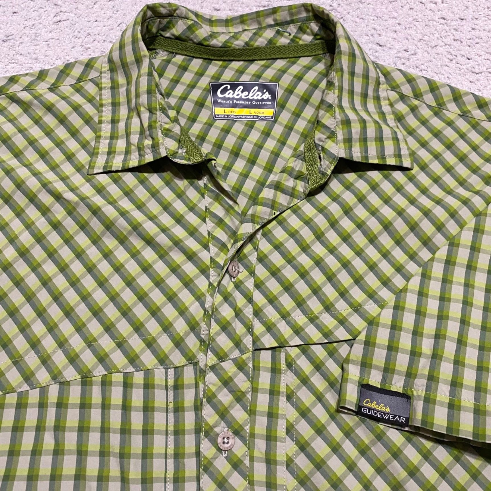Vintage Cabela's Mens Large Shirt Green Plaid Short Sleeve Button-Front Outdoor Hiking Size US L / EU 52-54 / 3 - 5 Thumbnail