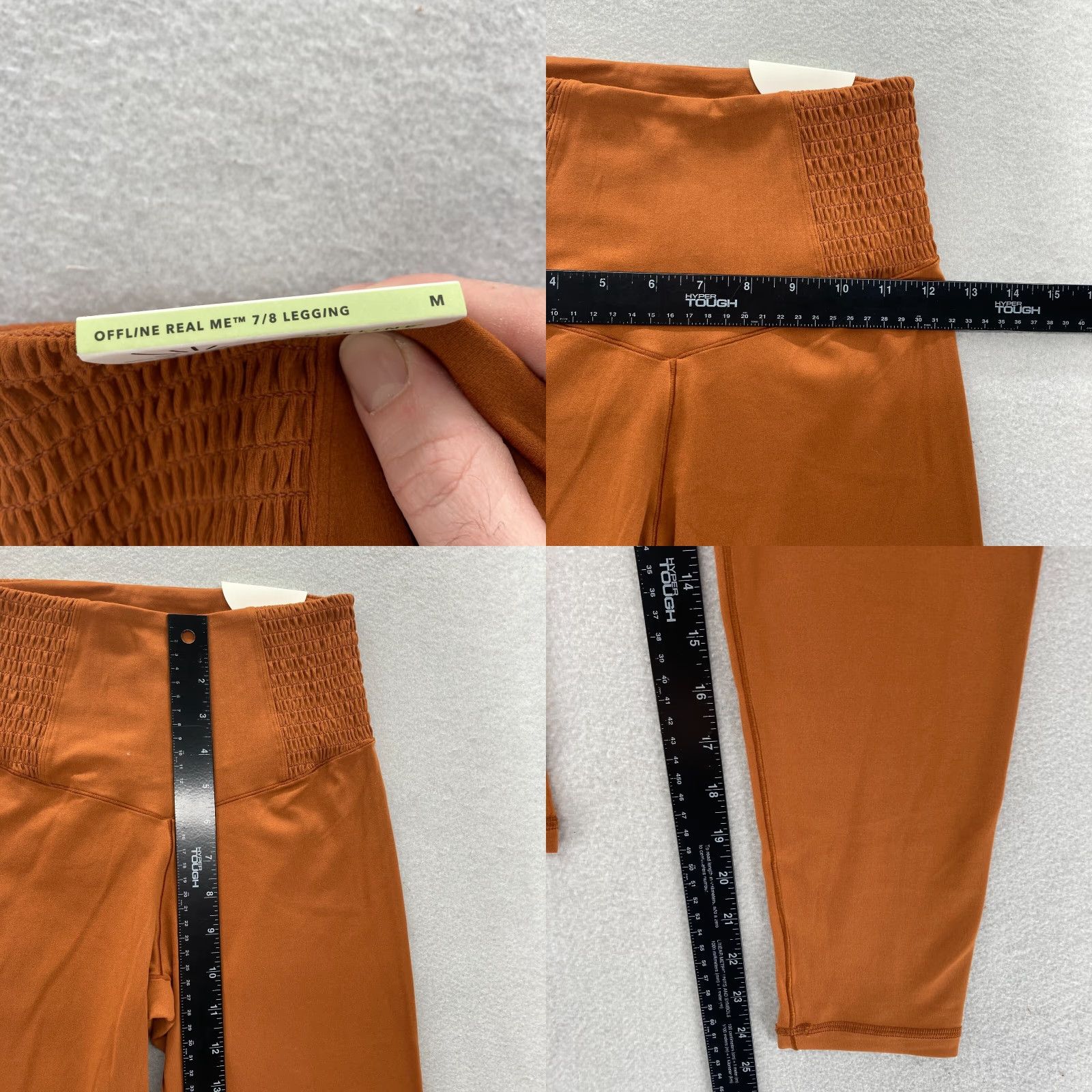 Vintage Aerie Real Me 7/8 Leggings Women's Medium Brown Smocked Stretch Yoga Gym Size 32" / US 10 / IT 46 - 8 Thumbnail