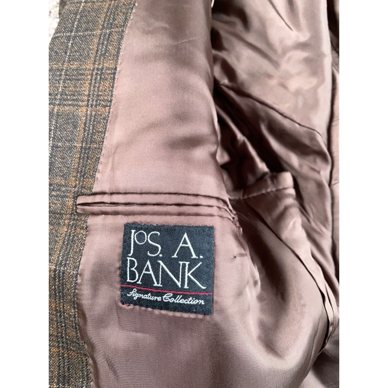 Jos. A. Bank VINTAGE Jos. A. Bank Wool Blazer Men's 50 Regular Brown Glen Check Plaid 2-Button Jacket Size 50R - 4 Thumbnail