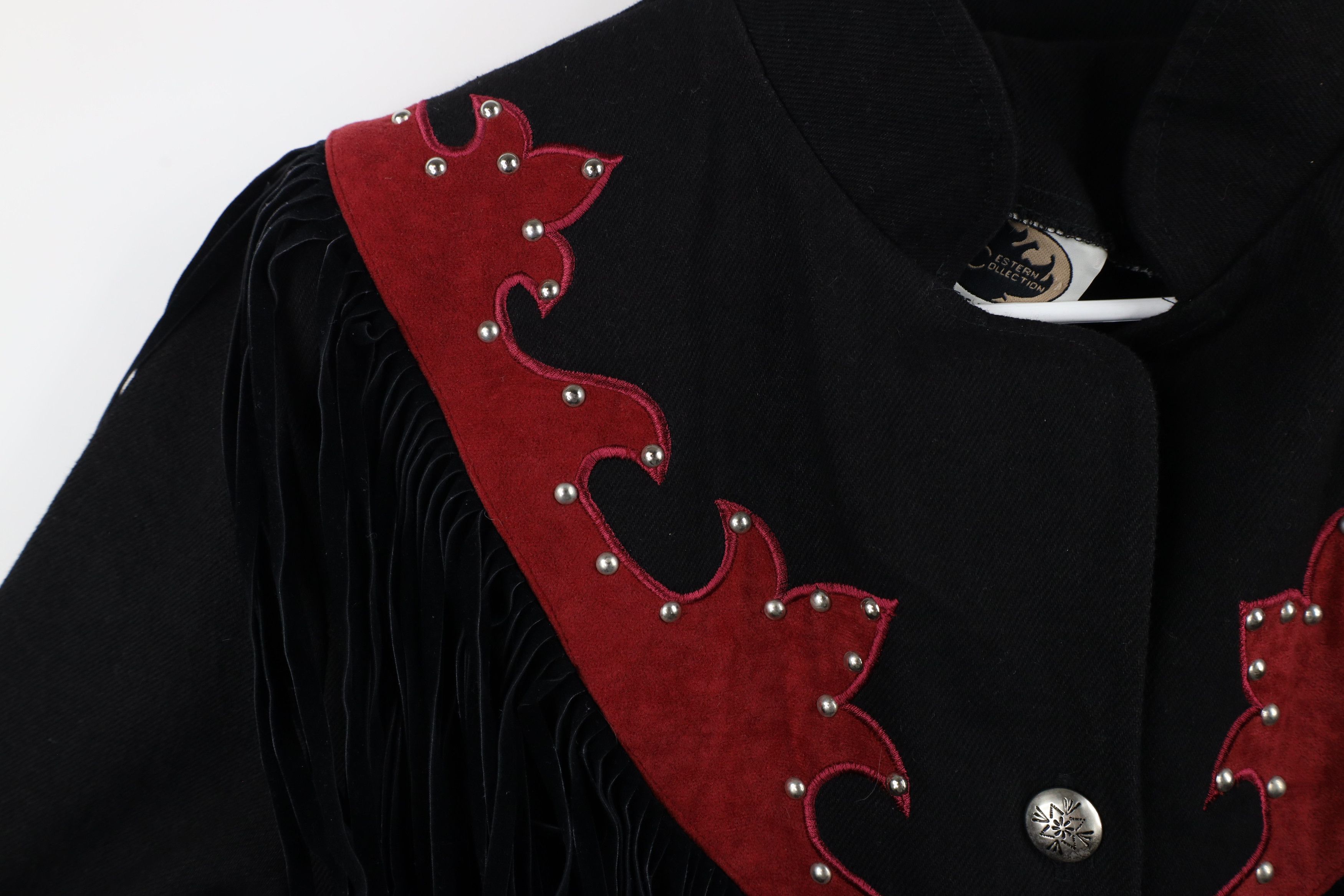 Vintage Vintage 90s Rockabilly Suede Fringed Denim Jacket USA Size L / US 10 / IT 46 - 6 Thumbnail