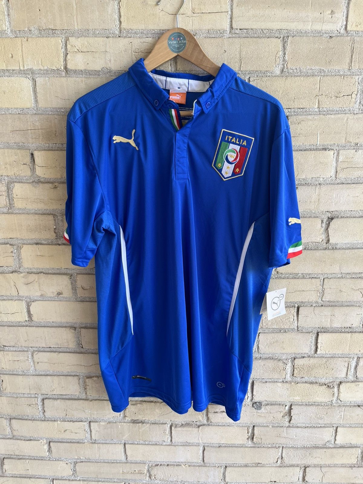 Puma 2014 Italy Puma home kit Azzurri blue soccer jersey Large XL Size US L / EU 52-54 / 3 - 2 Thumbnail