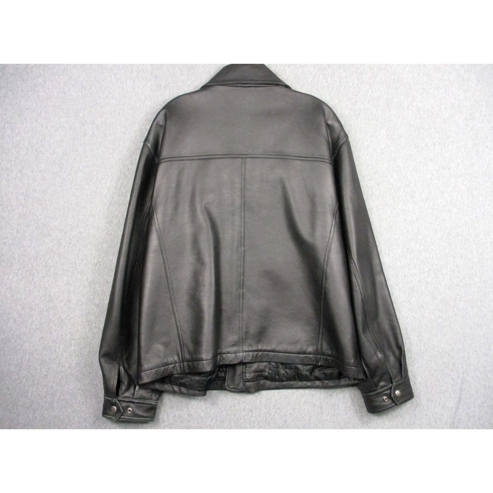 Vintage Colebrook Mens Jacket Leather Bomber Full Zip Quilted Lined Pockets Black Large Regular Fit Zip Front Shirt Collar Size US L / EU 52-54 / 3 - 6 Thumbnail
