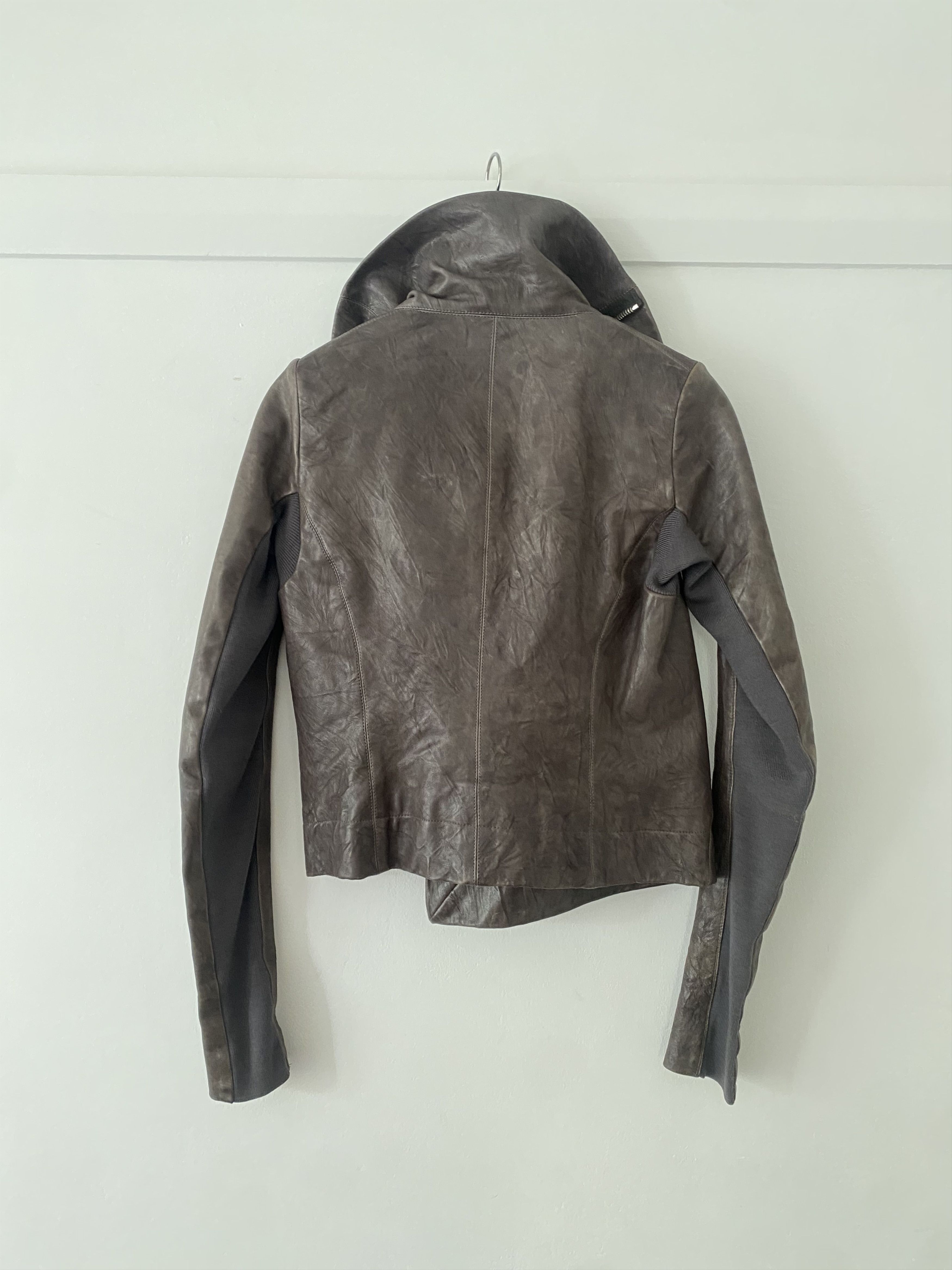 Rick Owens Rick Owens AW13 “Plinth” Funnel Neck Leather Jacket – IT 44 Size S / US 4 / IT 40 - 3 Thumbnail