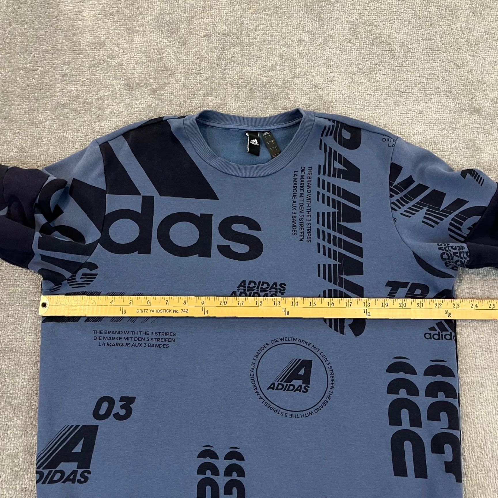 Adidas ADIDAS Pullover Mens Large Blue Pullover Post Game Crewneck Sweatshirt All Over Size US L / EU 52-54 / 3 - 4 Thumbnail