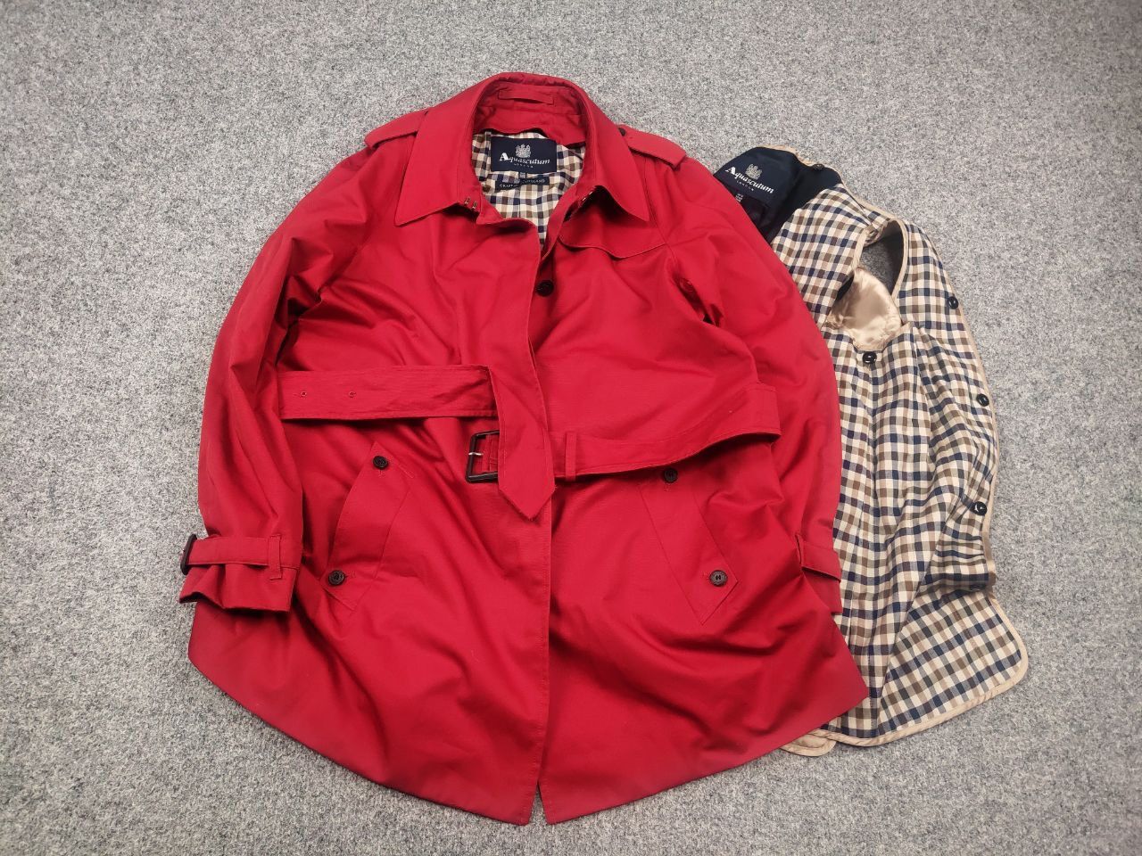 Aquascutum Aquascutum crafted England red Trench coat Jacket lining Size L / US 10 / IT 46 - 3 Thumbnail