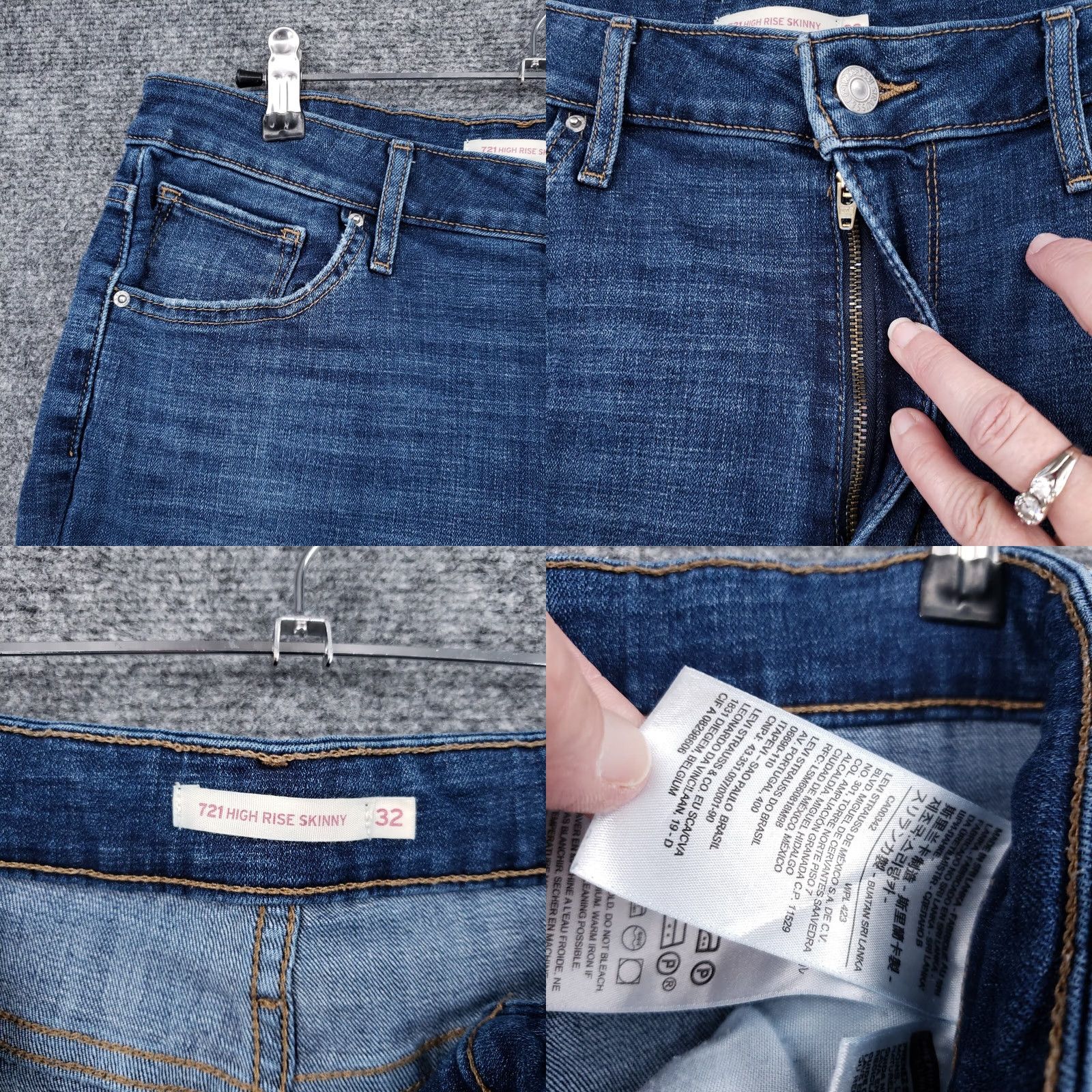 Levi's Levi's 721 Jeans Womens 32 Blue High Rise Skinny Distressed Denim Medium Wash Size 24" / US 00 / IT 34 - 8 Thumbnail