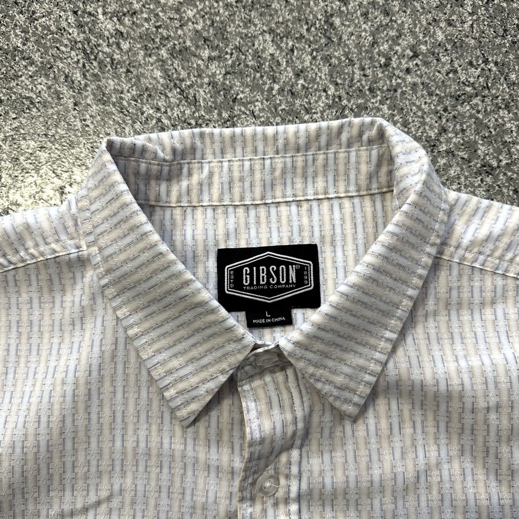 Vintage Gibson Trading Co Shirt Mens L Short Sleeve Button Up Striped Textured Western Size US L / EU 52-54 / 3 - 2 Thumbnail
