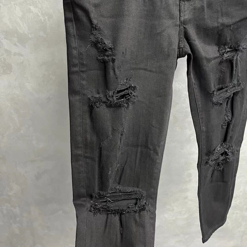 Amiri Amiri The latest black solid color multi-destructive desig Size US 32 / EU 48 - 3 Thumbnail
