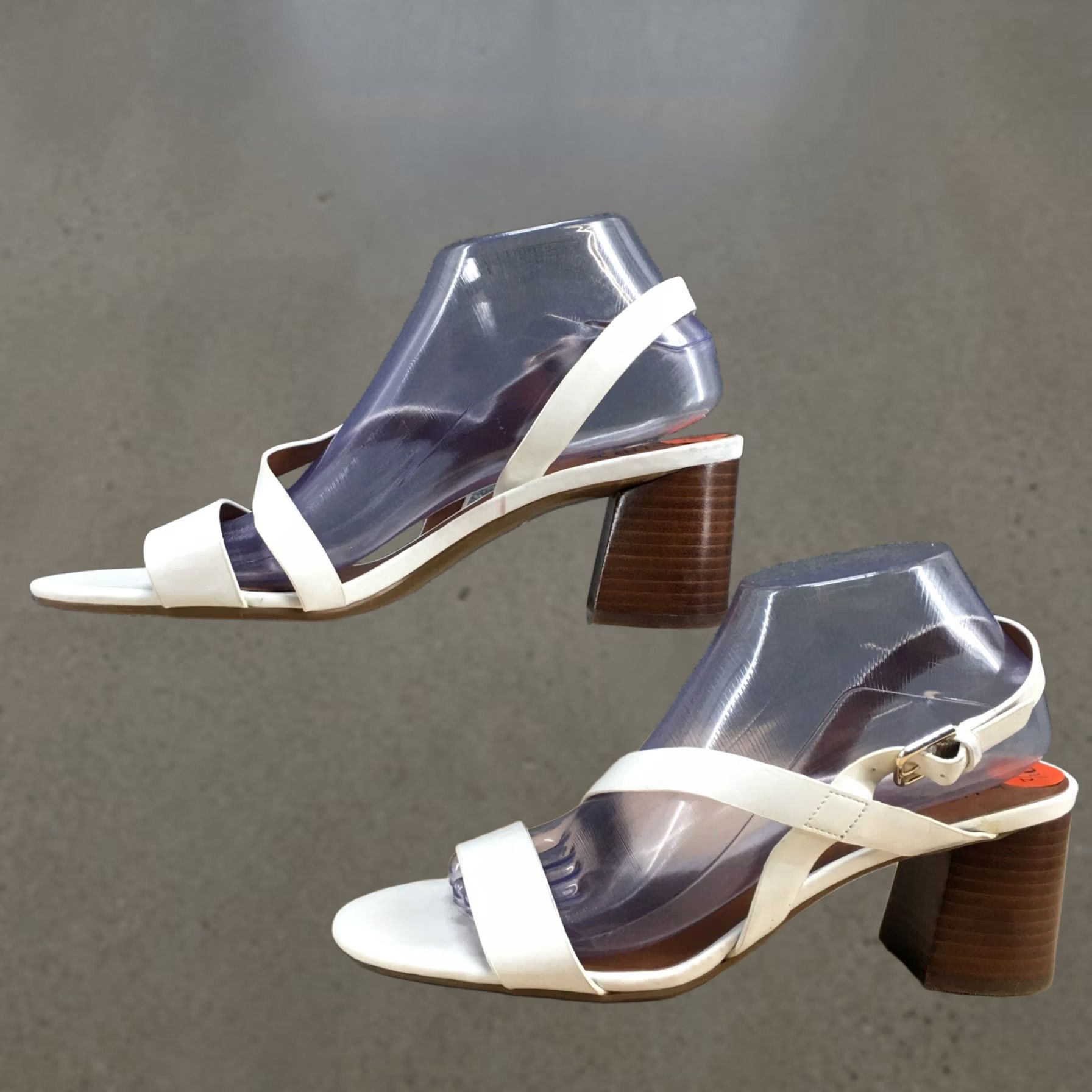 Naturalizer Naturalizer Sandals Womens 9.5M Kendall Slingback White Faux Leather Block Heels Size US 10 / IT 40 - 1 Thumbnail