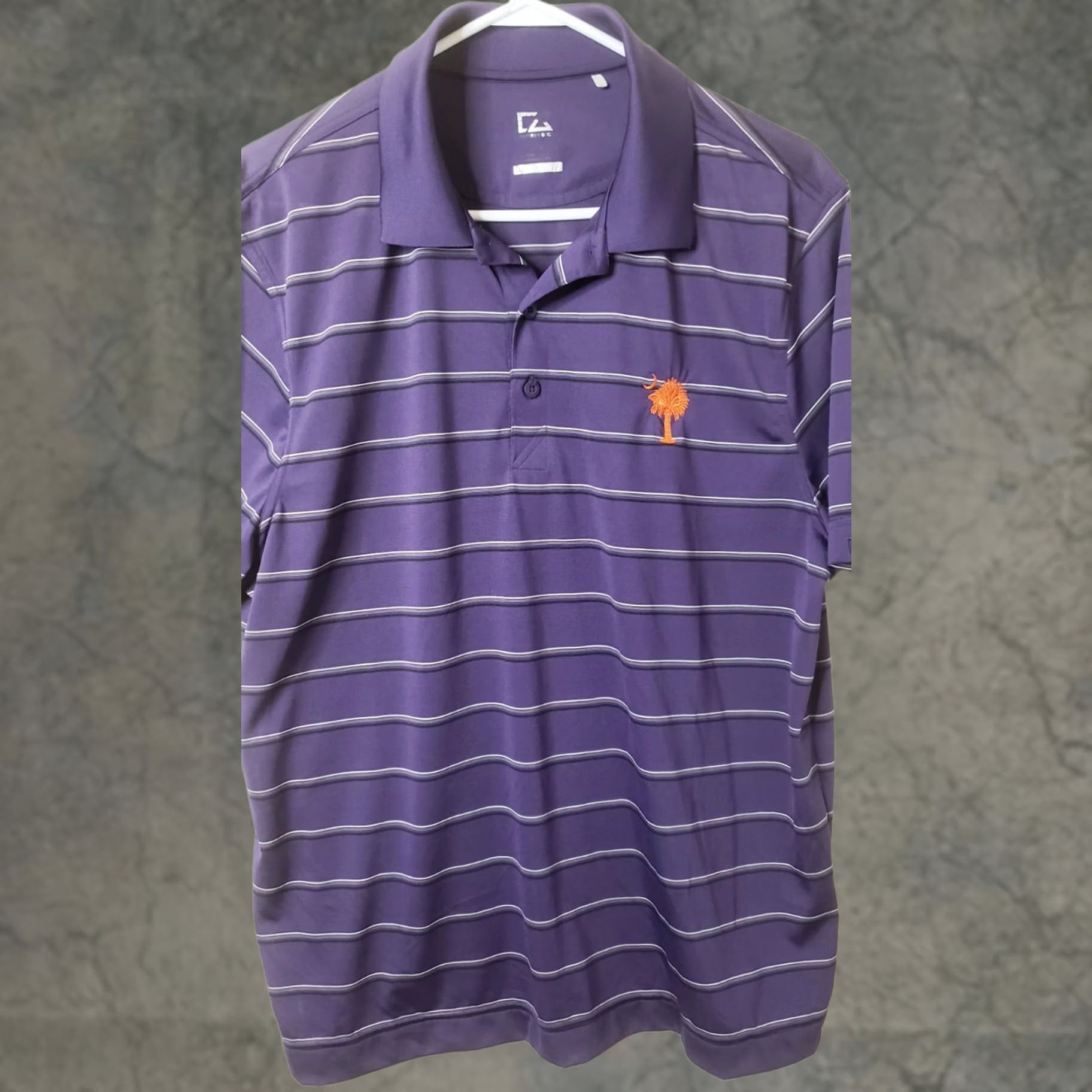 Cutter & Buck Cutter & Buck DryTec GOLF POLO SS SHIRT Mens L Purple Striped SC State Logo Size US L / EU 52-54 / 3 - 1 Thumbnail