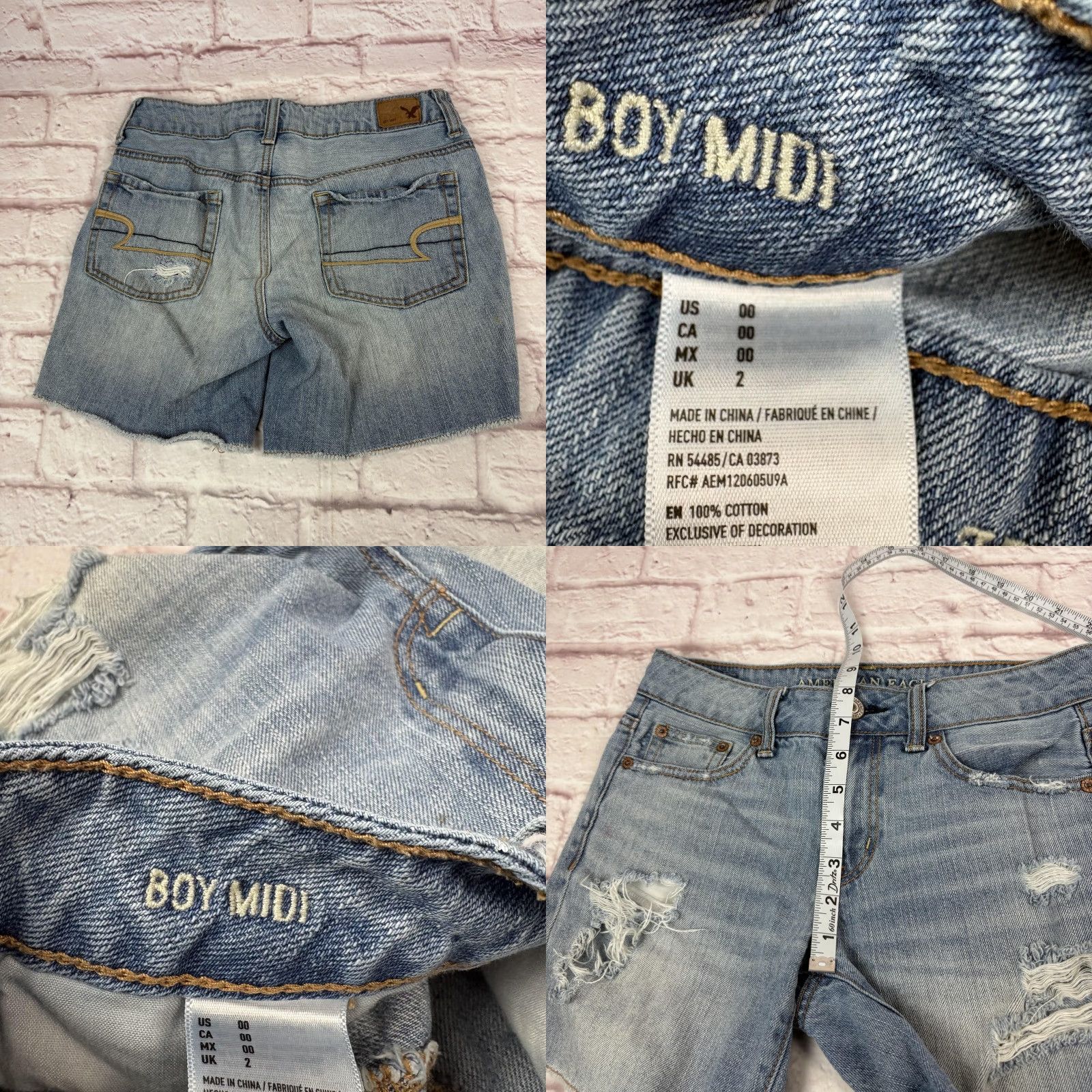 American Eagle Outfitters American Eagle Outfitters Shorts Womens 00 Blue Boy Midi Distressed Denim Cutoff Size 24" / US 00 / IT 34 - 8 Thumbnail
