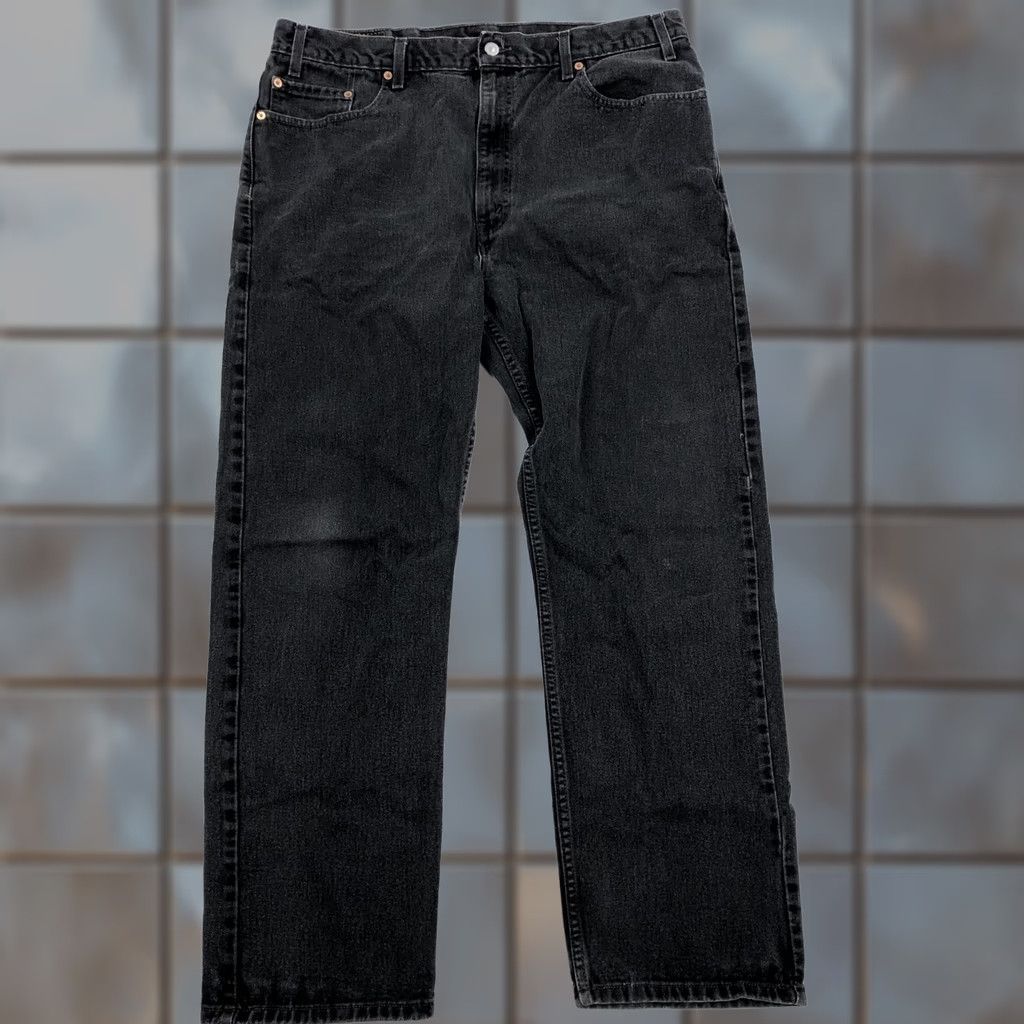 Levi's Levi's 505 Men's Regular Fit Straight Jeans 40x30 Black Denim Zip Fly Regular Waist 40 Black Denim 5-Pocket Set Vintage No Mens Size US 40 / EU 56 - 1 Thumbnail