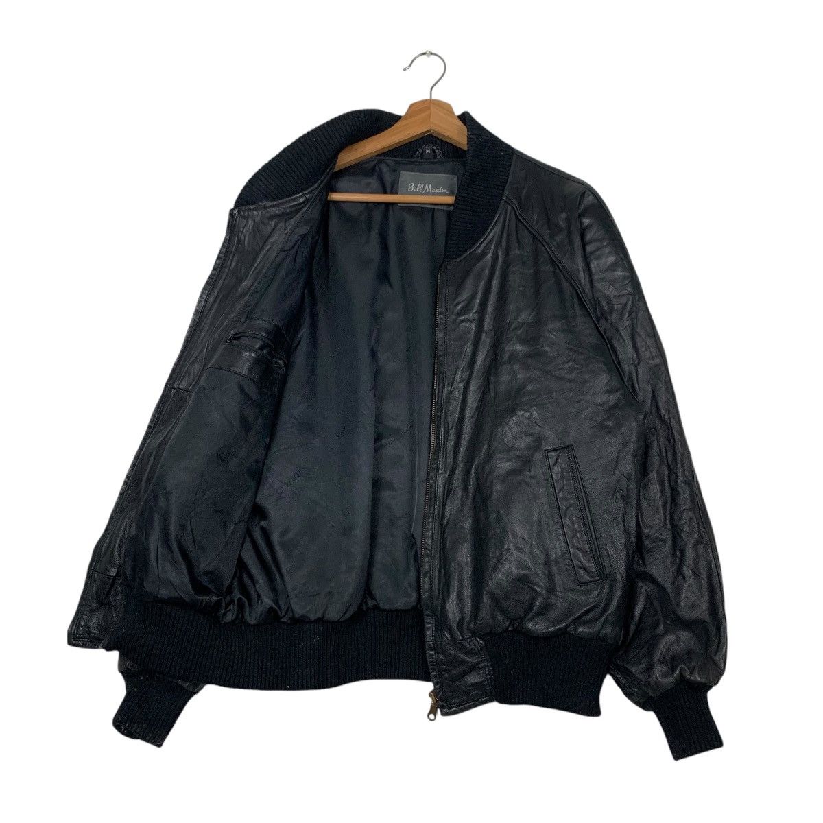 Japanese Brand BELL MAXIM Ships Big Logo Leather Bomber Jacket #2247-C99 Size US M / EU 48-50 / 2 - 9 Thumbnail