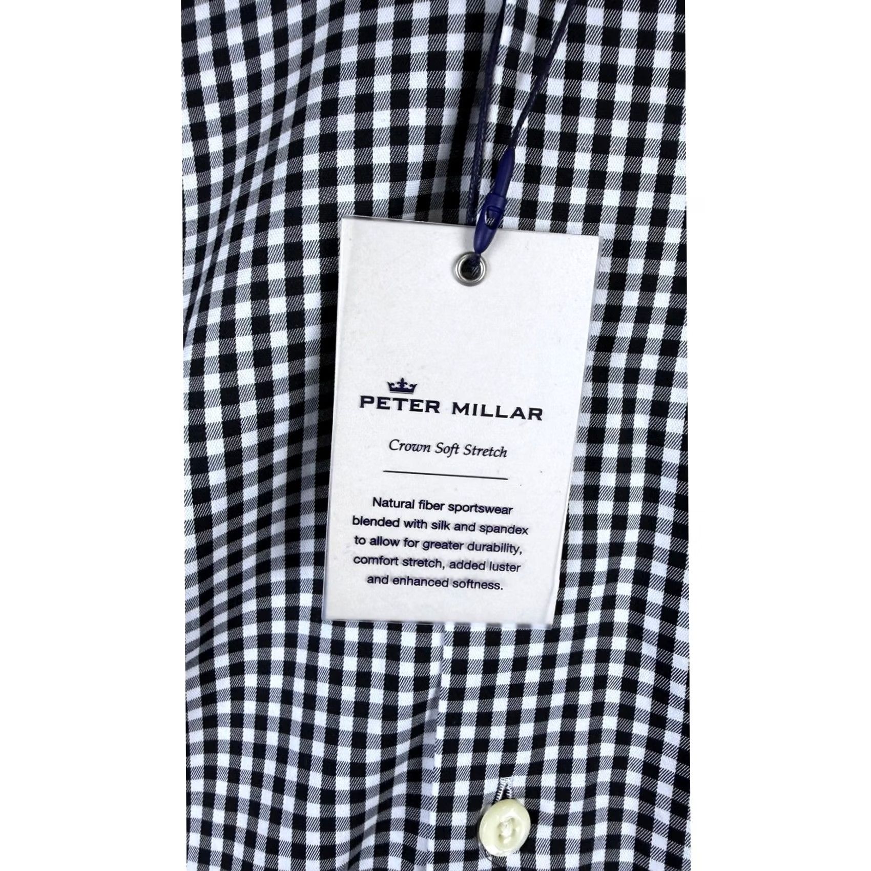 Peter Millar Peter Millar Black Gingham Check Crown Soft Stretch Button Down Shirt Mens M Size US M / EU 48-50 / 2 - 7 Thumbnail