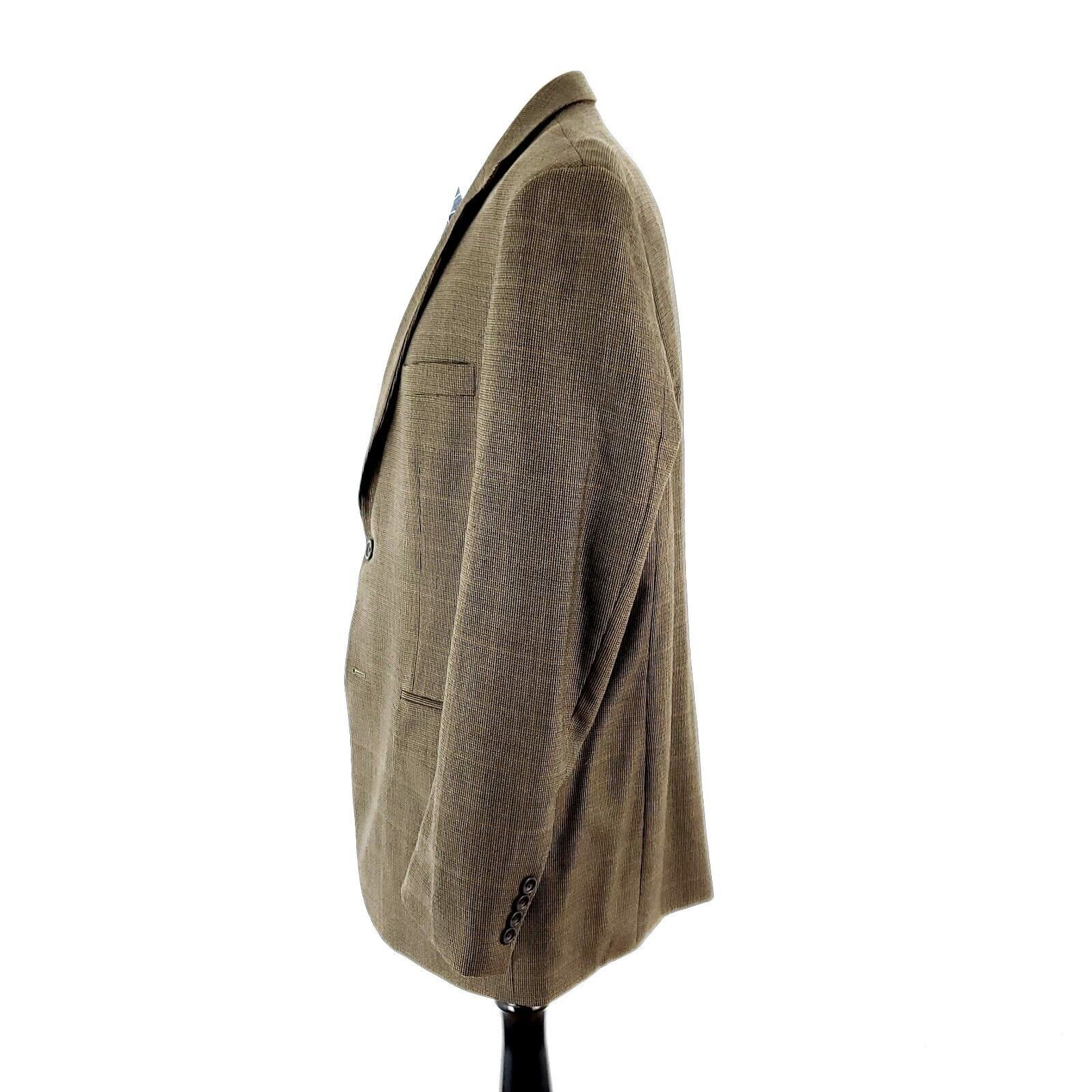 Joseph & Feiss Joseph & Feiss Gold Wool 2 Button Sport Coat 44R Brown Check Size 44R - 4 Thumbnail