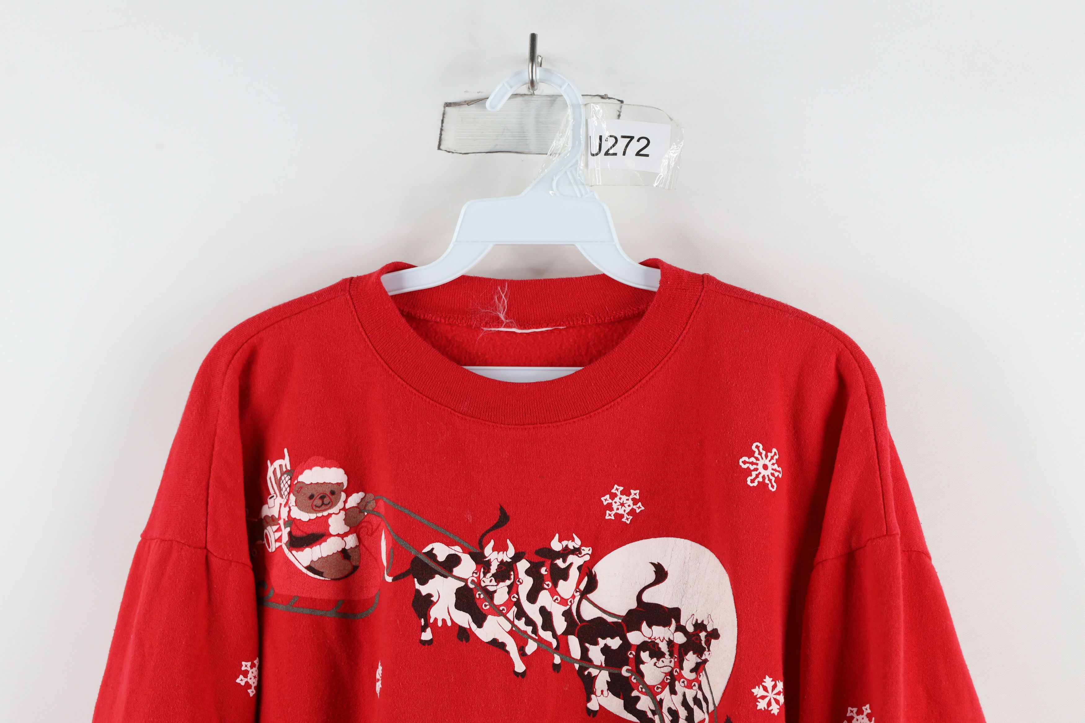 Vintage Vintage 90s Streetwear Christmas Bear Cow Sweatshirt USA Size XL / US 12-14 / IT 48-50 - 2 Thumbnail