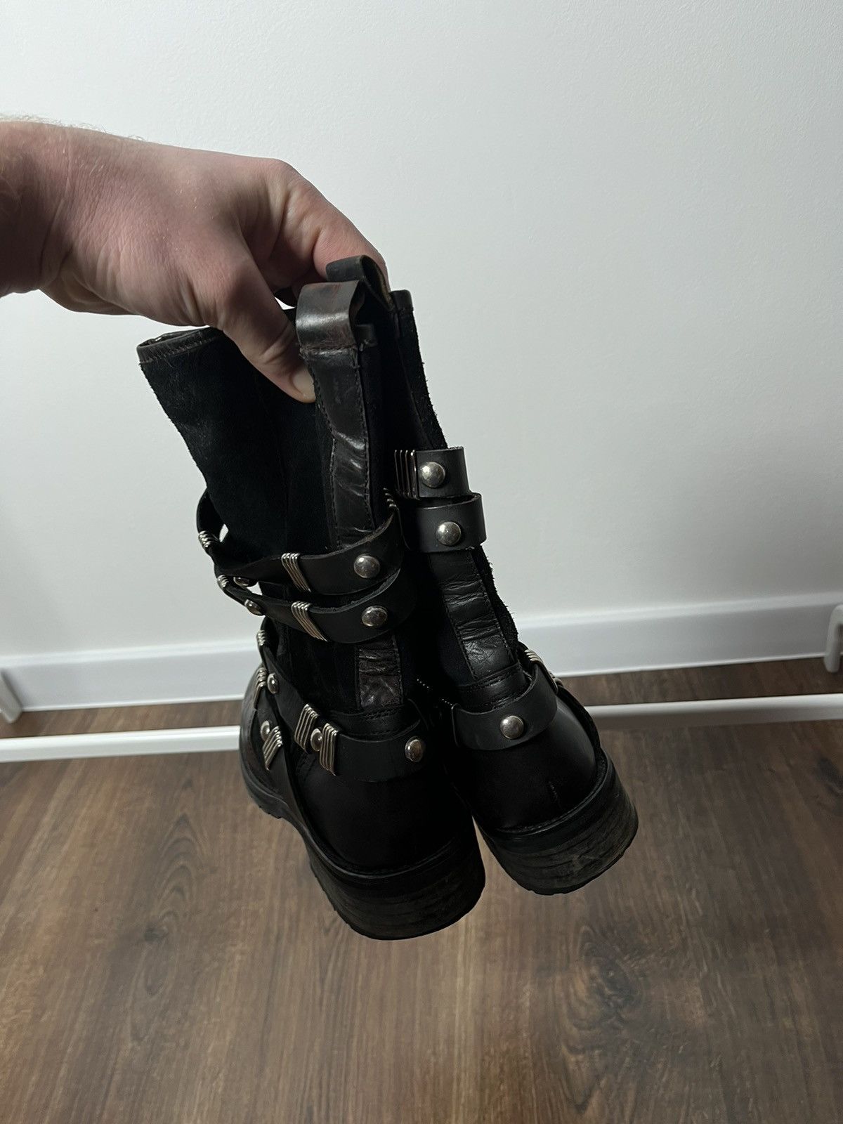 Japanese Brand × Vintage Vintage Woman’s Avant Garde Leather Biker Hi Top Boots Size US 10 / IT 40 - 11 Thumbnail
