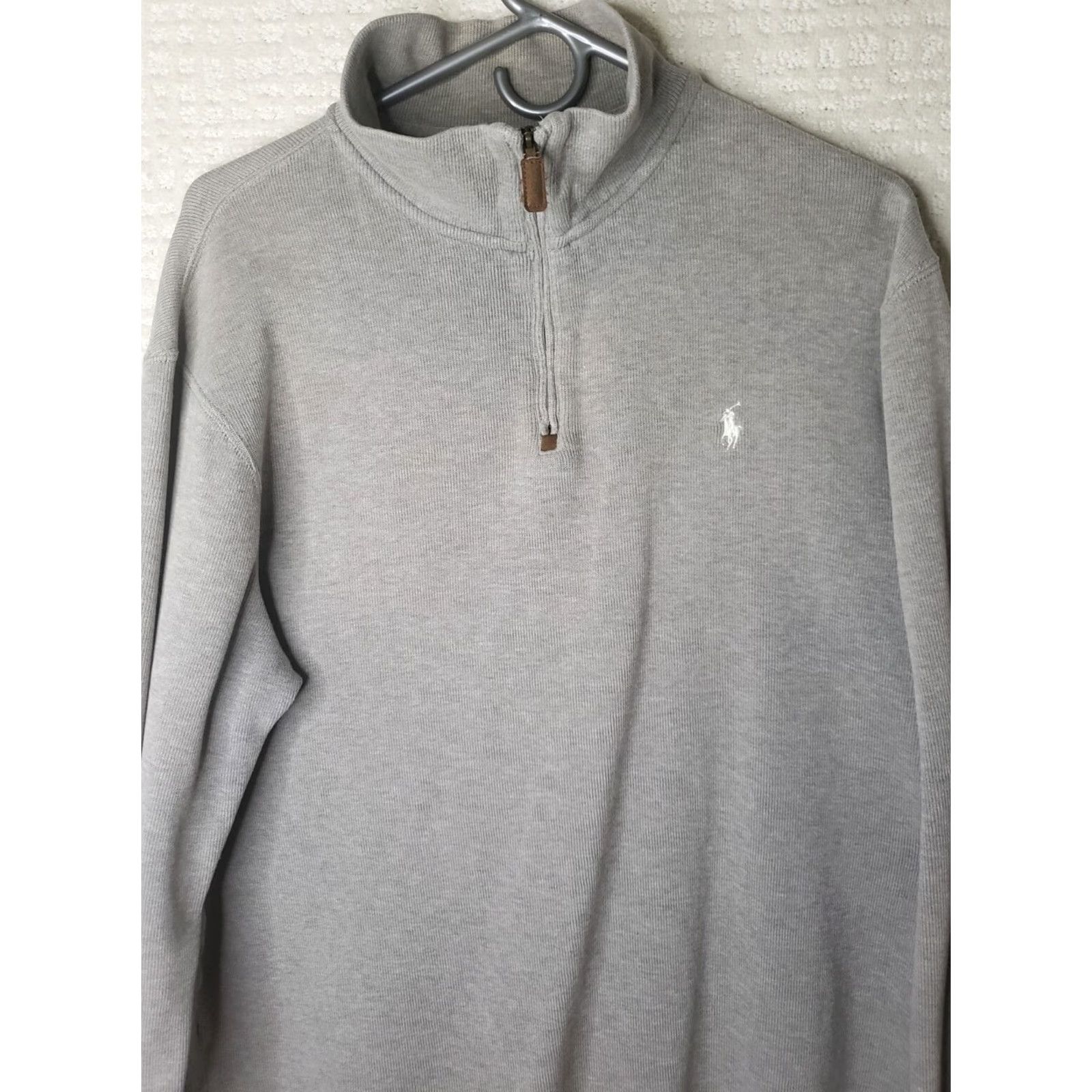 Polo Ralph Lauren Polo Ralph Lauren Sweater Men L Gray Mock Neck 1/4 Zip Pullover Long Sleeve Casual Workwear Modern Logo, Cotton Knit, Regular Fit Size US L / EU 52-54 / 3 - 2 Thumbnail