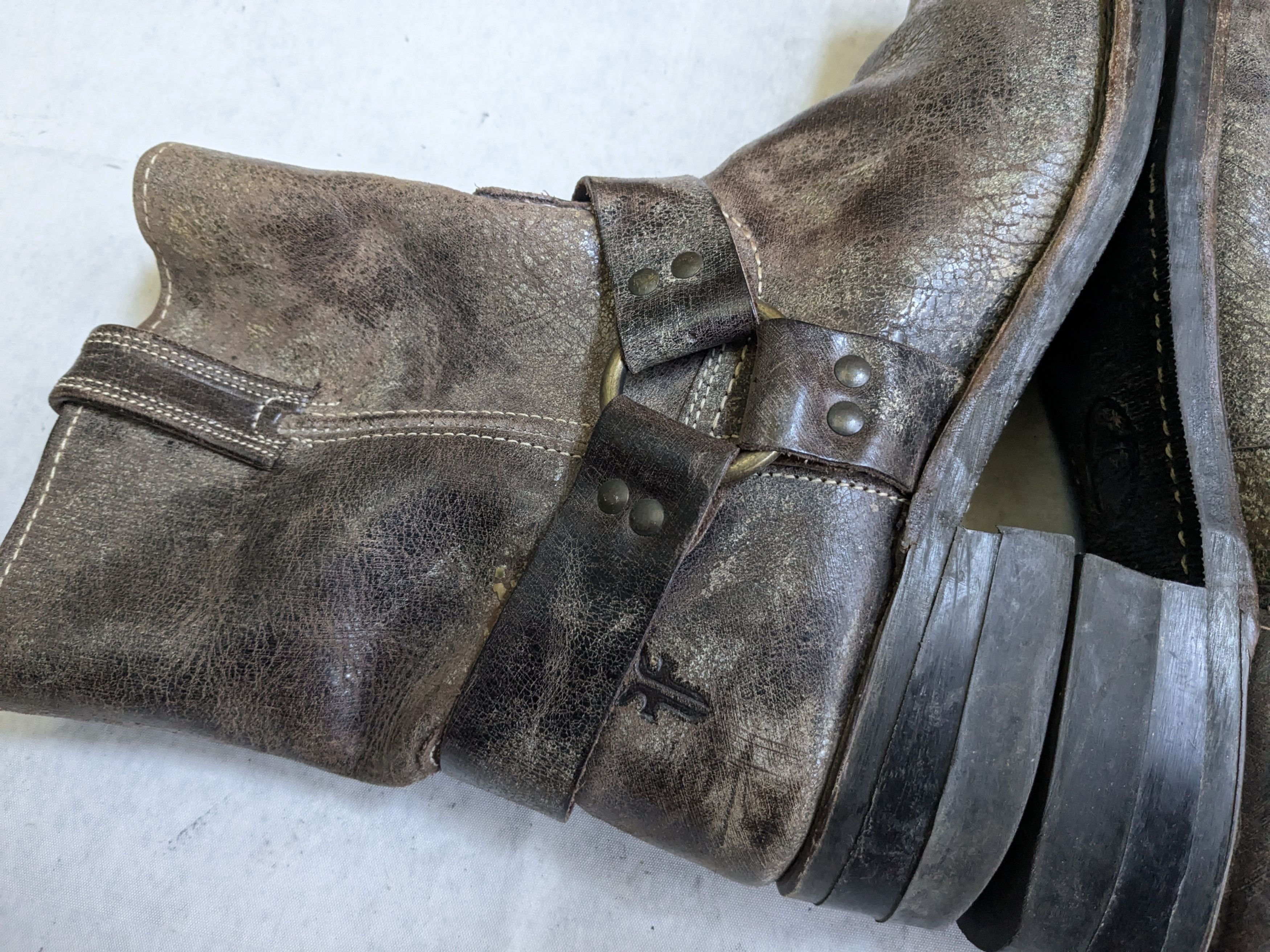 Frye Frye Harness Boots Brown Leather 11.5 M Leather Buckle Size US 11.5 / EU 44-45 - 12 Thumbnail