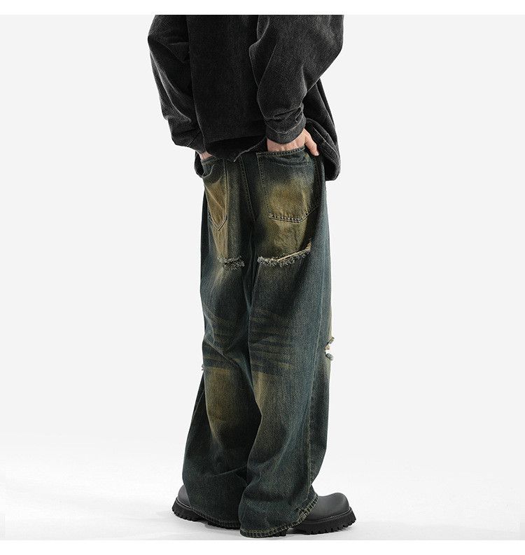Japanese Brand × Jean Men's American street distressed washed loose ripped jeans Size US 32 / EU 48 - 5 Thumbnail