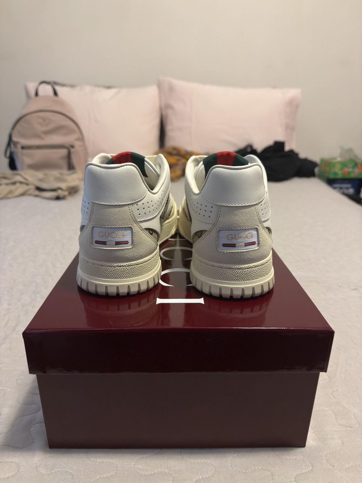 Gucci Gucci Men's Leather Re-Web Sneaker Size US 10.5 / EU 43-44 - 4 Thumbnail