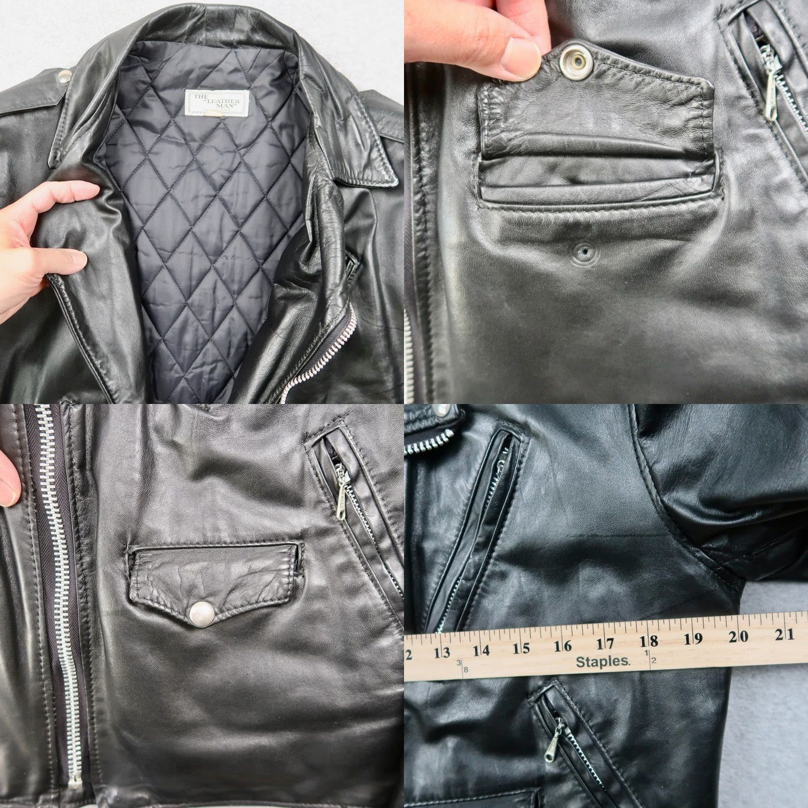 Vintage VINTAGE Motorcycle Jacket Black 60s Leather Zip Men’s Size 38 Biker Easy Rider Size US XXS / EU 40 - 8 Thumbnail