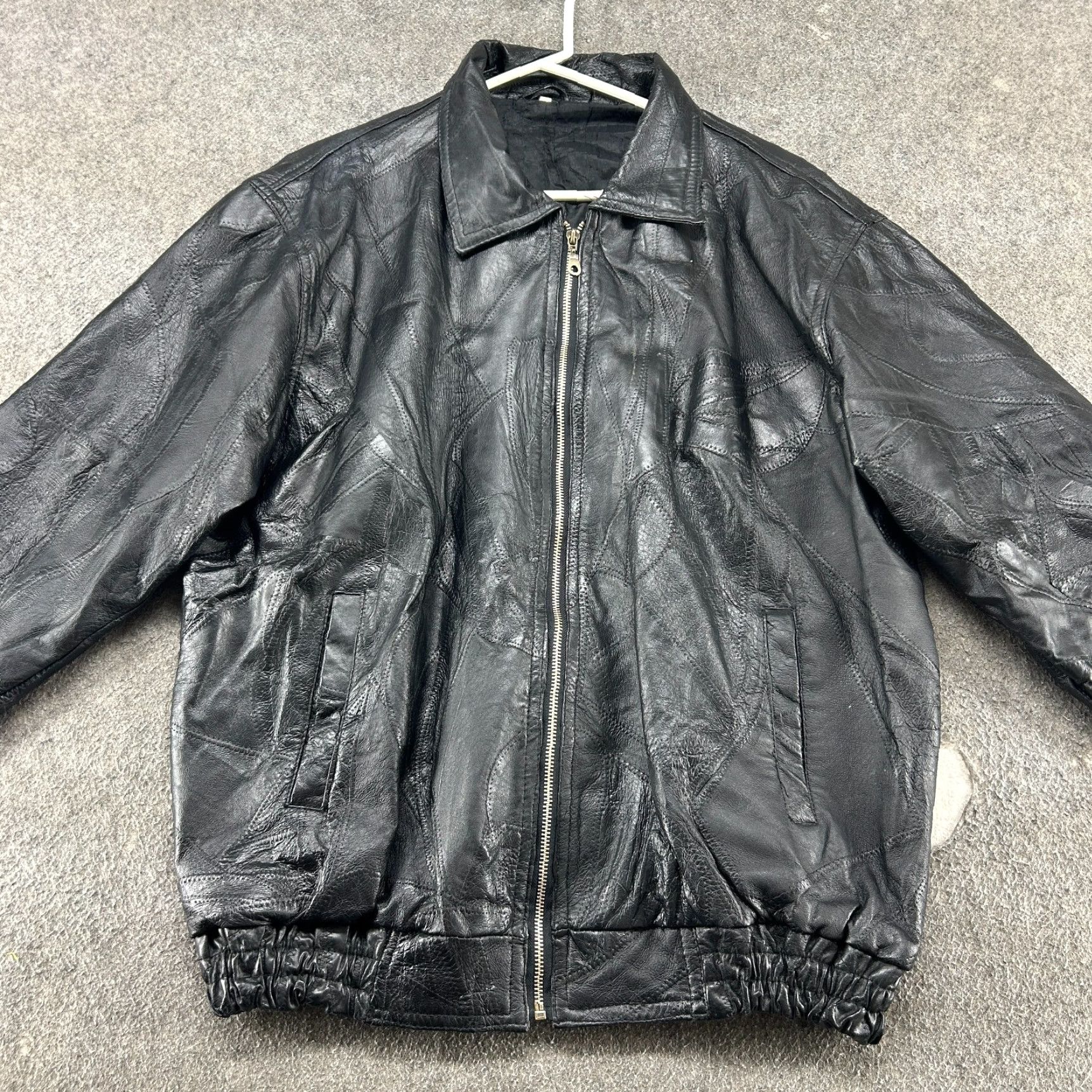 Vintage VINTAGE Leather Jacket Mens XL Black Bomber Genuine Lined Patchwork Biker 90s Size US XL / EU 56 / 4 - 3 Thumbnail
