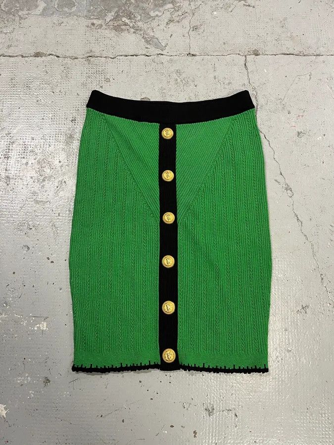 Balmain Balmain Green Buttoned Skirt Size 27" / US 4 / IT 40 - 4 Thumbnail