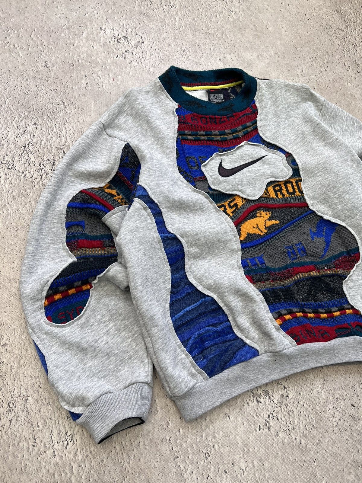 Coogi × Nike Vintage Sashiko Coogi Custom Nike BIG Swoosh Hoodie Size US S / EU 44-46 / 1 - 2 Thumbnail
