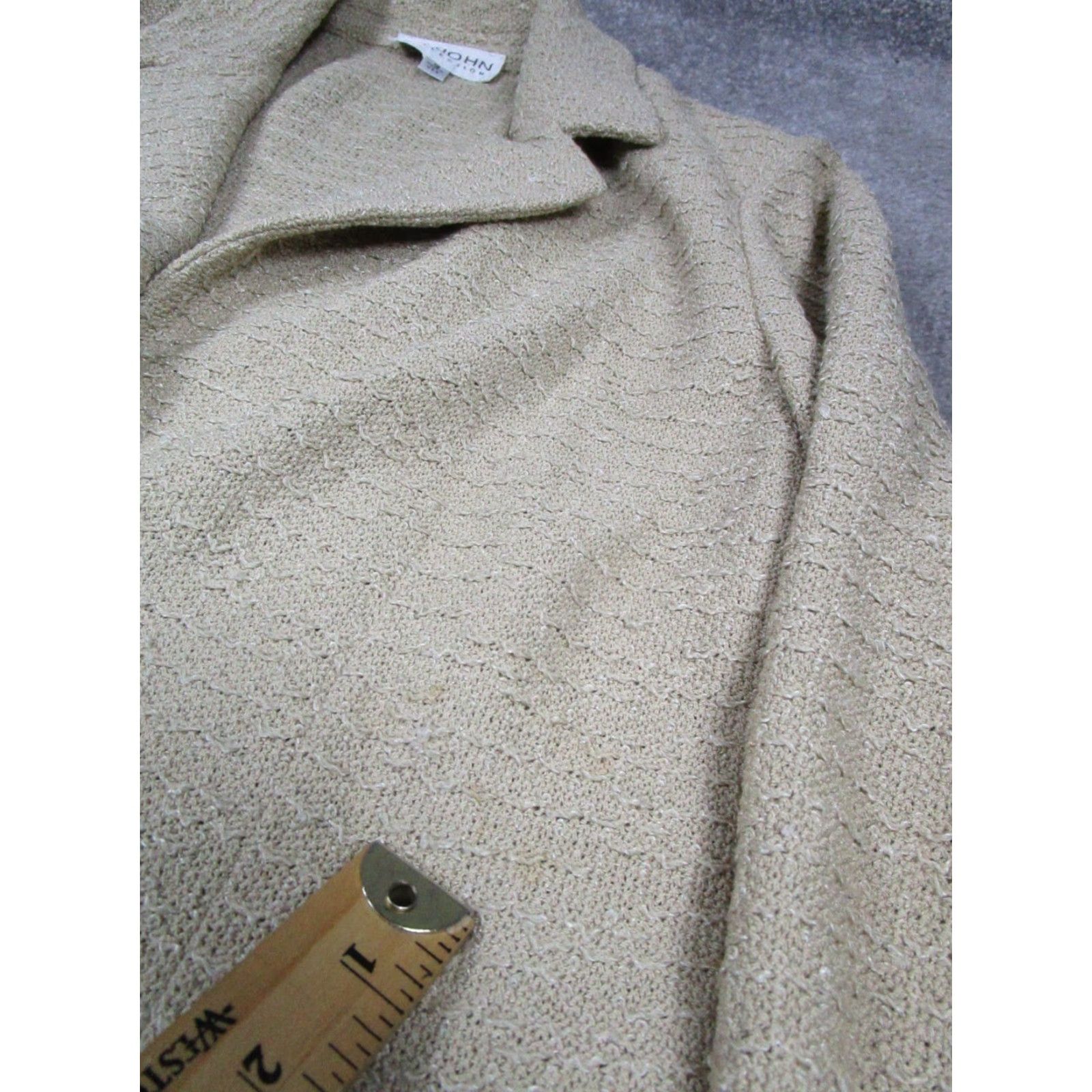 St. John ST.John Collection Jacket Womens 12 Beige Knit Wool Regular Long Sleeve Button Mid-Length Size XL / US 12-14 / IT 48-50 - 5 Thumbnail