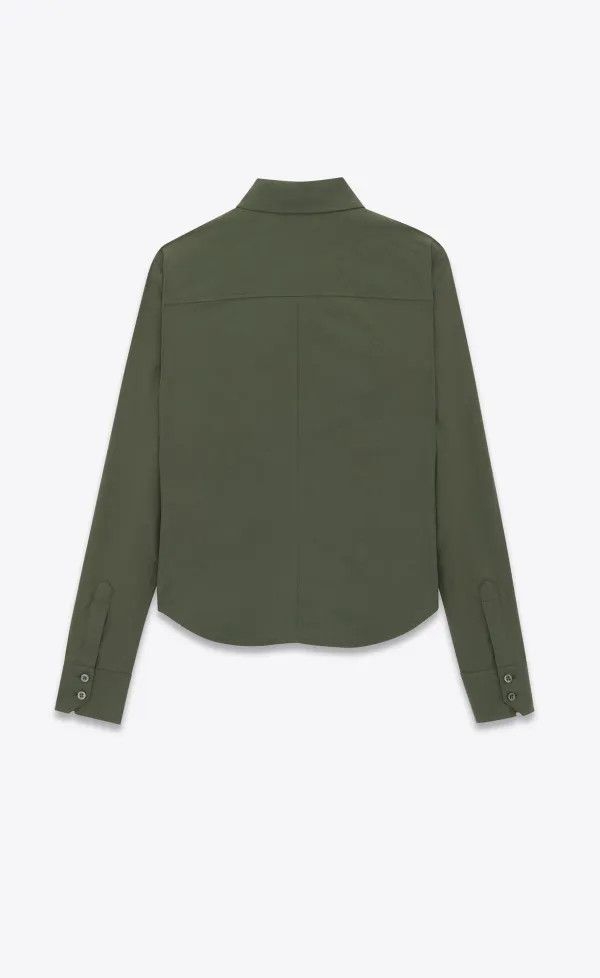 Saint Laurent Paris o1s1wg111024 Army Shirt in Cotton Poplin in Military Green Size XS / US 0-2 / IT 36-38 - 2 Thumbnail