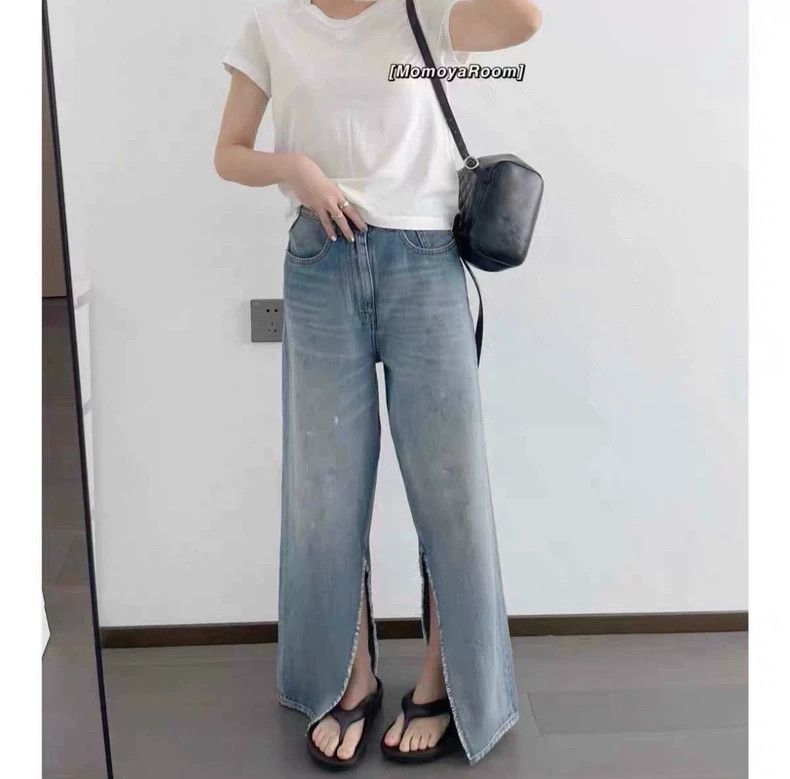 Maison Margiela Side-open loose wide-leg jeans 2504-Nextarr