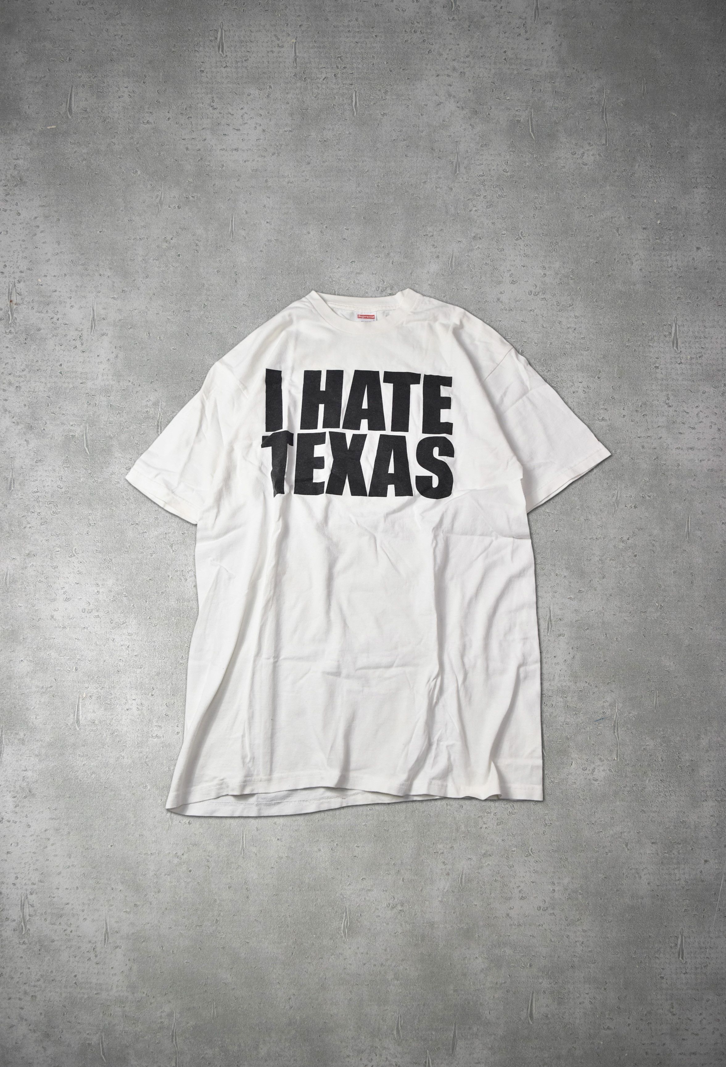 image of Supreme I Hate Texas 2003 Graphic Tee T-Shirt 6-3-23 421 in White, Men's (Size Large)