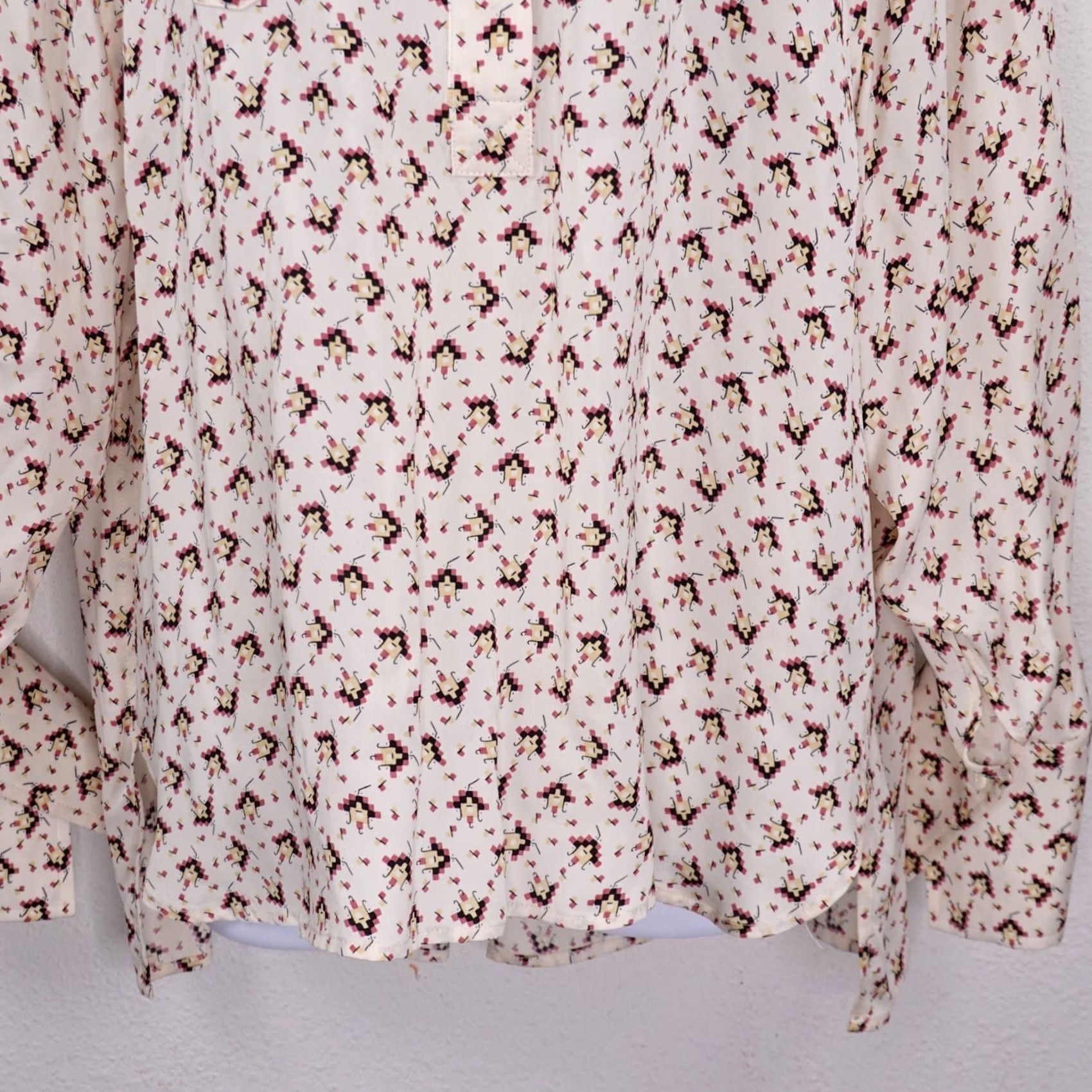 Reiss Reiss Pia Cream Geometric Printed Popover Viscose Shirt Blouse Size US 12 Size XL / US 12-14 / IT 48-50 - 3 Thumbnail